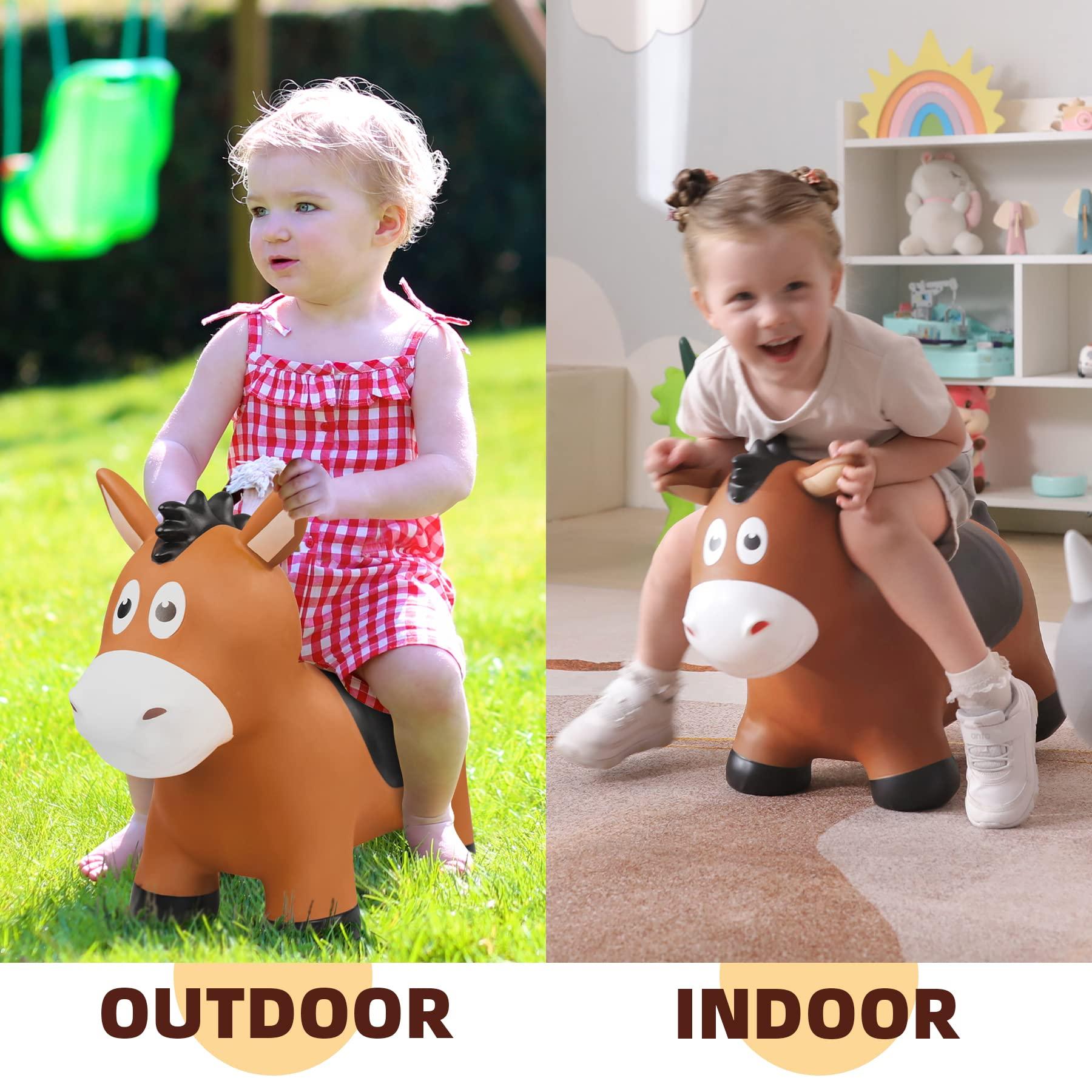 ZOOJOY ZOOJOY Bouncy Horse Hopping Toys, Inflatable Animal Horse Toys for Toddlers 1-3, Outdoor Indoor Bounce and Ride On Bouncer for Boys Girls, Birthday Gifts for 18 Months 2 3 4 5 6 Year Old with Pump