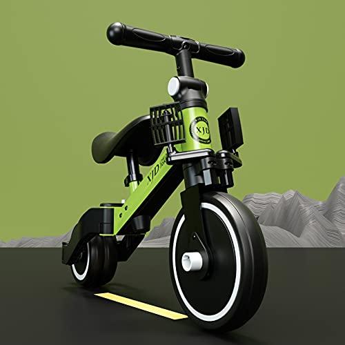 XJD XJD 5 in 1 Toddler Bike, Tricycle for Toddlers 1-3 with Adjustable Seat Height, Removable Pedals, Ideal Balance Bike Birthday Gifts and Toys for Boys and Girls (Green)