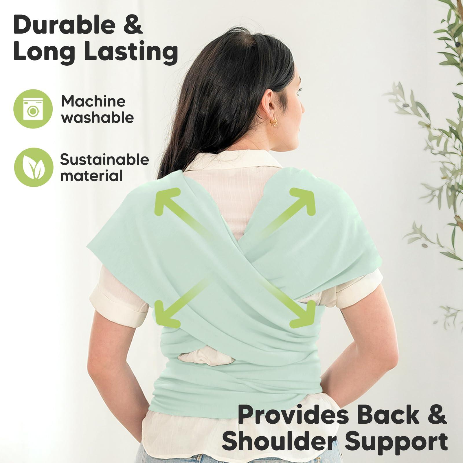 KeaBabies KeaBabies Baby Wrap Carrier - All in 1 Original Baby Carrier Newborn to Toddler Sling, Easy to Wear, Hands Free Bonding, Lightweight, Breathable Infant Wraps (Light Mint)