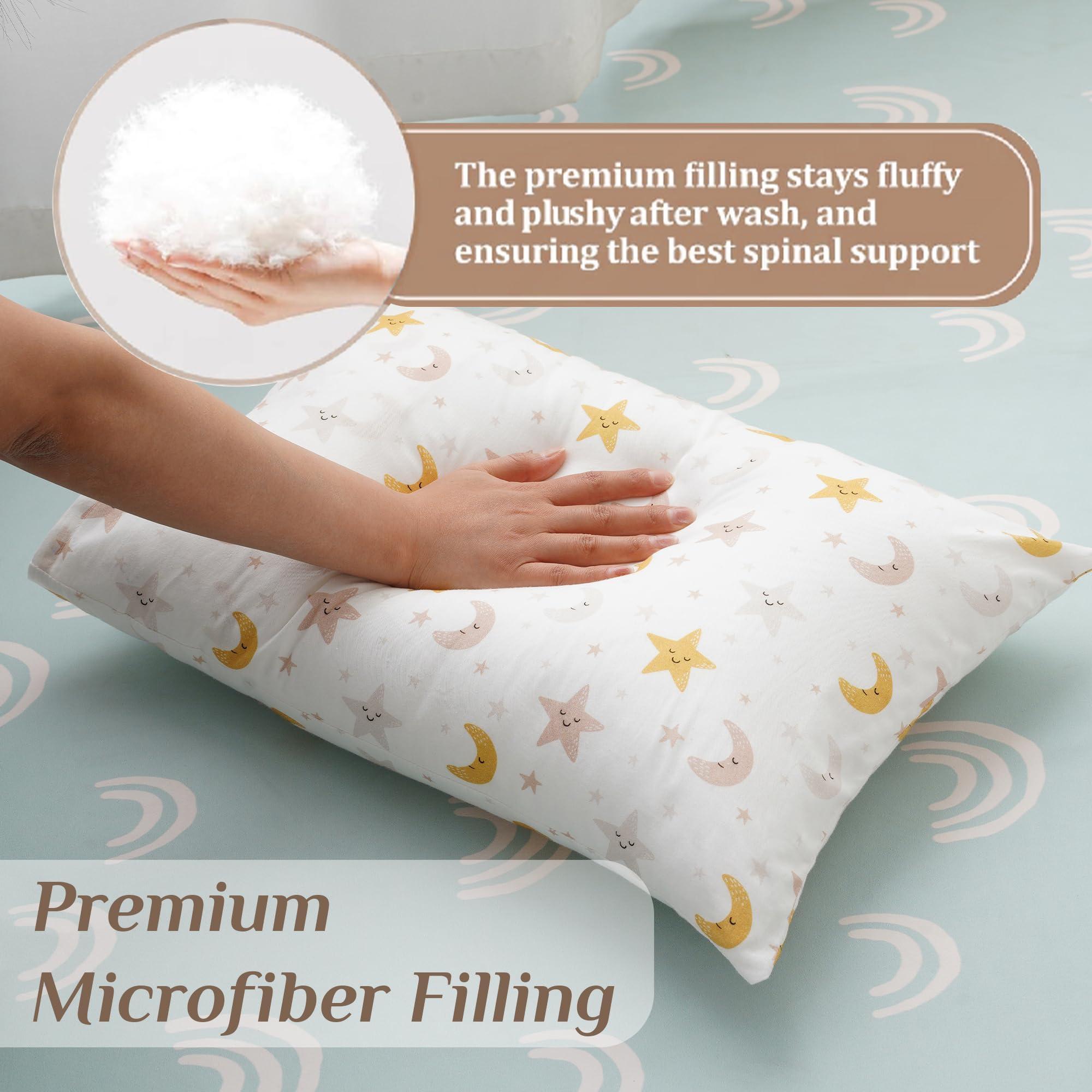 Bunnikins & Clover Bunnikins & Clover Toddler Pillows with Pillowcase, 13"x18" Soft Cotton Kid Pillows for Sleeping, Bedding Small Pillow for Boys and Girls Aged 2-5 Years