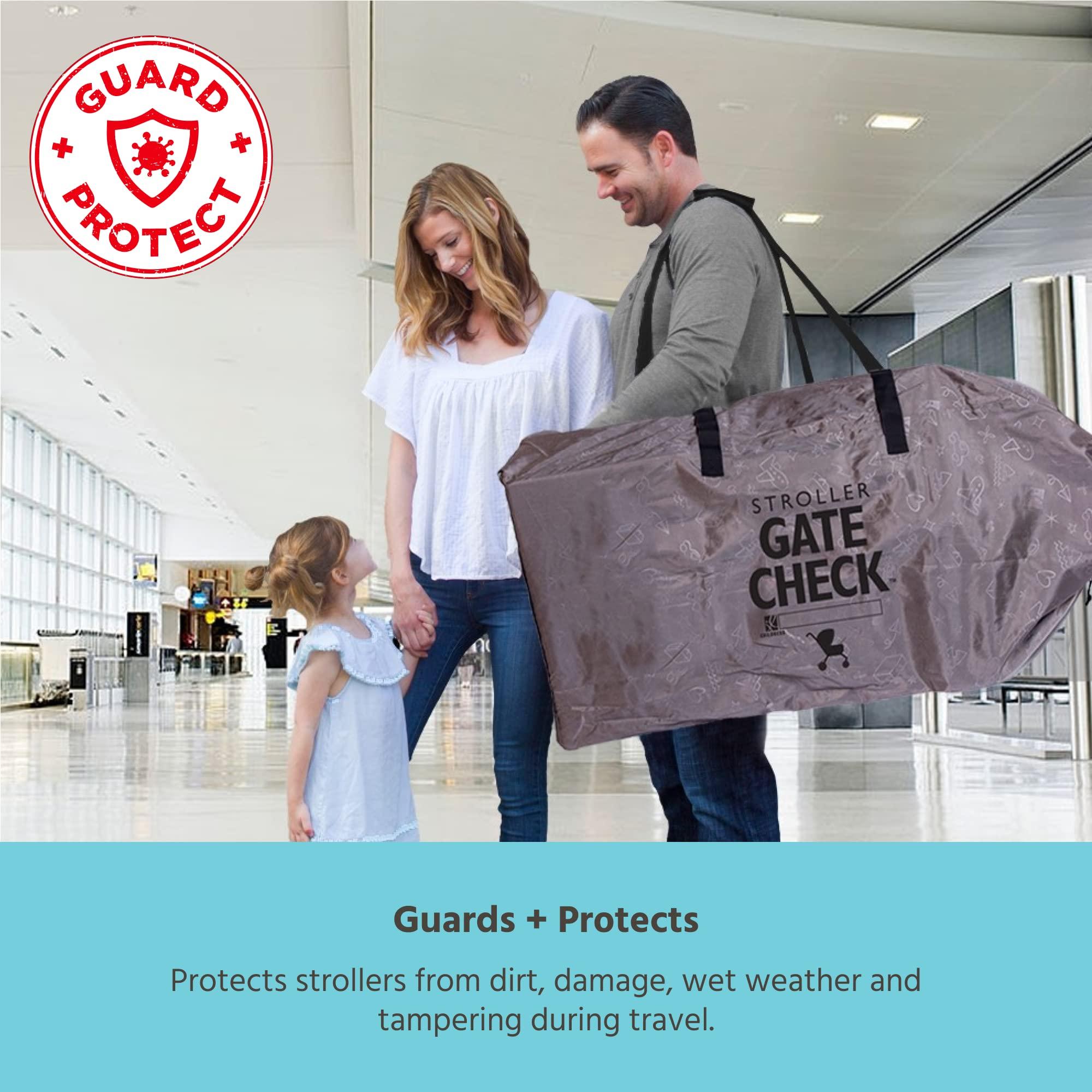 J.L. Childress J.L. Childress Gate Check Bag for Single & Double Strollers - Travel Bag for Airplane, Fits Most Standard Baby Strollers, Airport Accessories for Gate Check, Flying Essentials - Deluxe, Grey