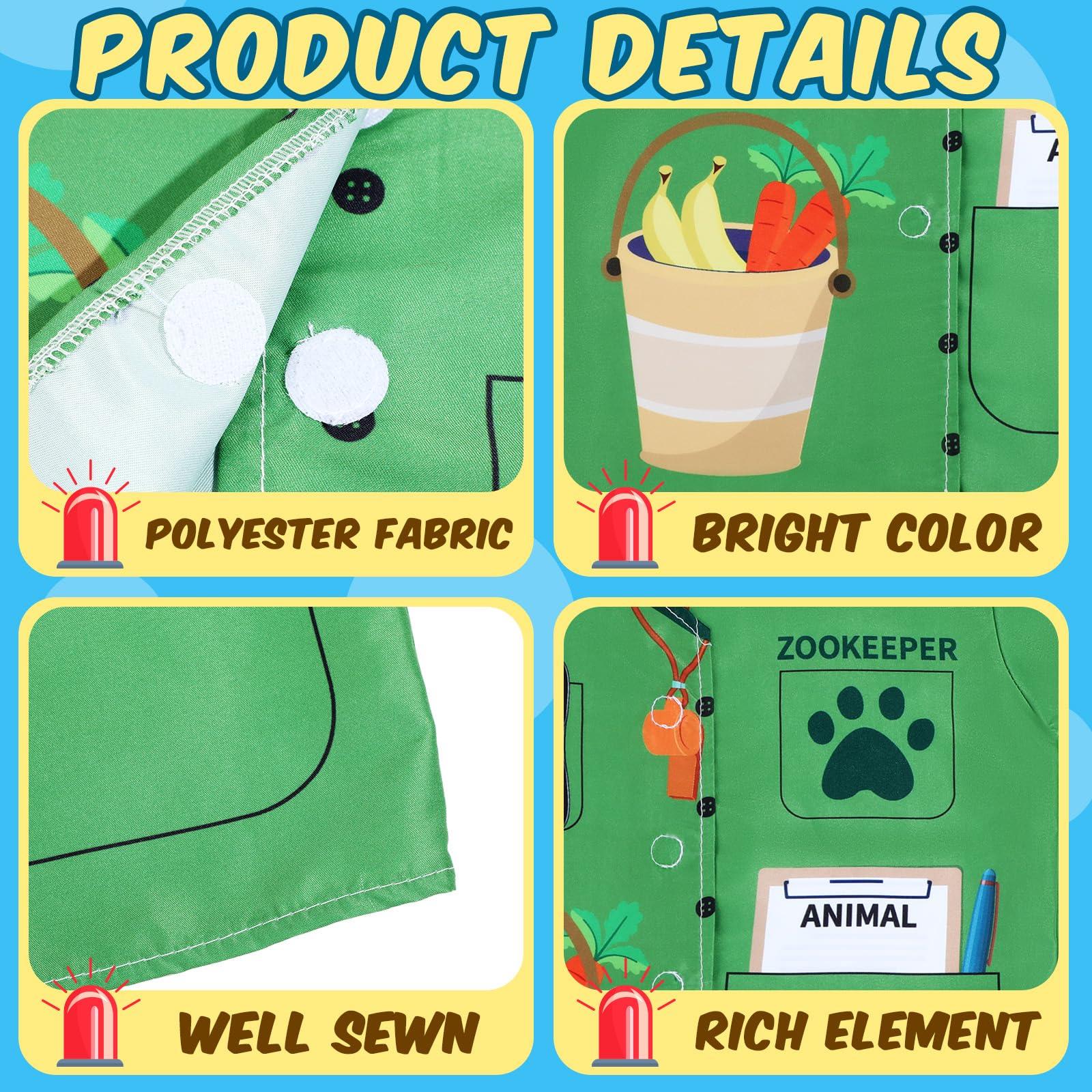 Jiuguva Jiuguva 12 Pcs Kids Role Play Costume Dress up Clothes Cosplay for Kids Community Helper Career Costumes Doctor Construction Workers Fireman Police Career Day Pretend Play