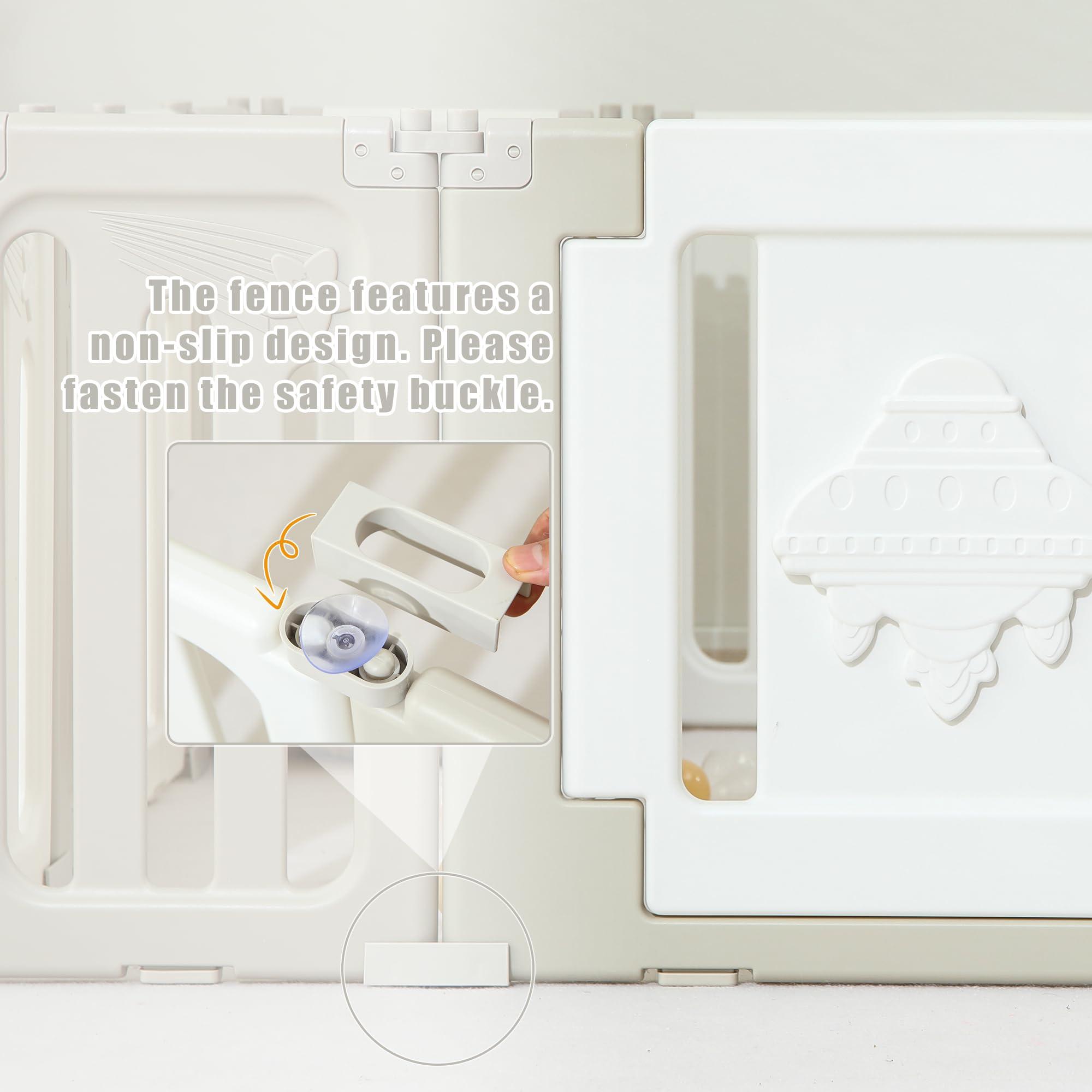 Bestgame Baby Play Pen, 22 Panels Extra Large Baby Playpen, Foldable Play Pens for Babies and Toddlers, UFO Portable Baby Fence, Baby Gate Playpen, Baby Play Yard, Grey