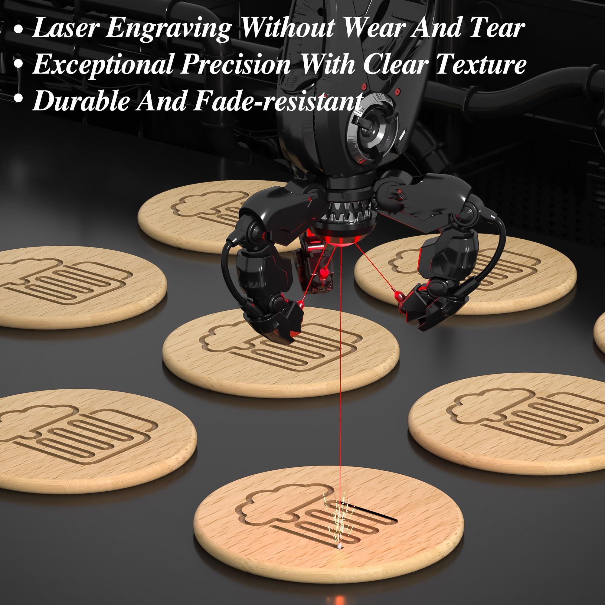 MANBATTLE MANBATTLE 100 Custom Wooden Poker Chips, Wooden Drink Tokens Double Sided Laser Engraved Your Logo and Text, Personalized Wood Round Drink Chips for Bar, Party, Wedding, Game Night, Casino Night