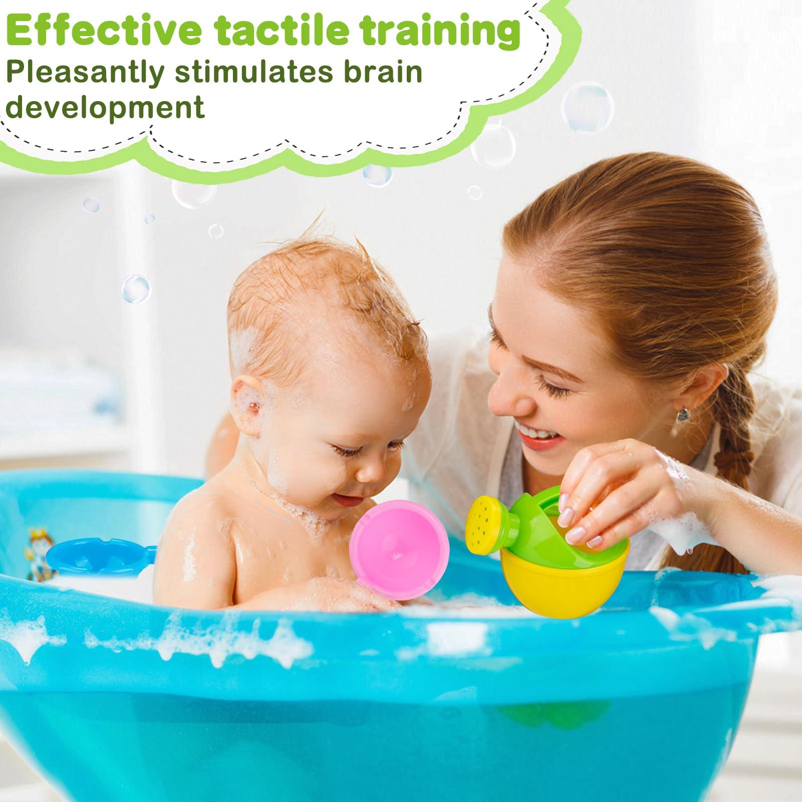 Biubee Bath Toys for Toddlers Age 1-3 - Baby Bath Tub Swimming Pool Water Table Toys, Easy to Clean, Mold Free Water Toys Fun Tactile Training Newborn Gifts, 3 Pack (Yellow)