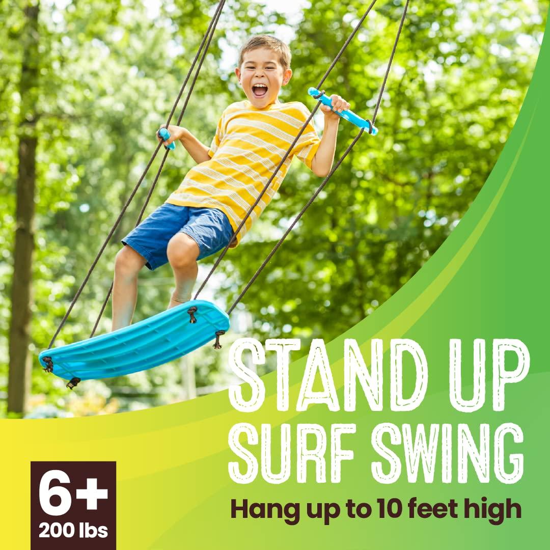Swurfer Swurfer Kick Stand Up Tree Swing, Outdoor Swing Swingset Outdoor for Kids with Adjustable Handles, Outdoor Swing for Kids, Outdoor Play, Weatherproof, Easy Installation, 200 lbs, Ages 6+, Blue