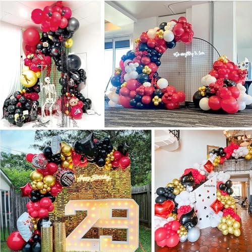 LOHO MAGICA 123 PCS Casino Theme Balloon Garland Arch Kit with Game Night Poker Card Latex Balloon for Casino Royale Birthday Las Vegas Night Hollywood Theme Party Decorations