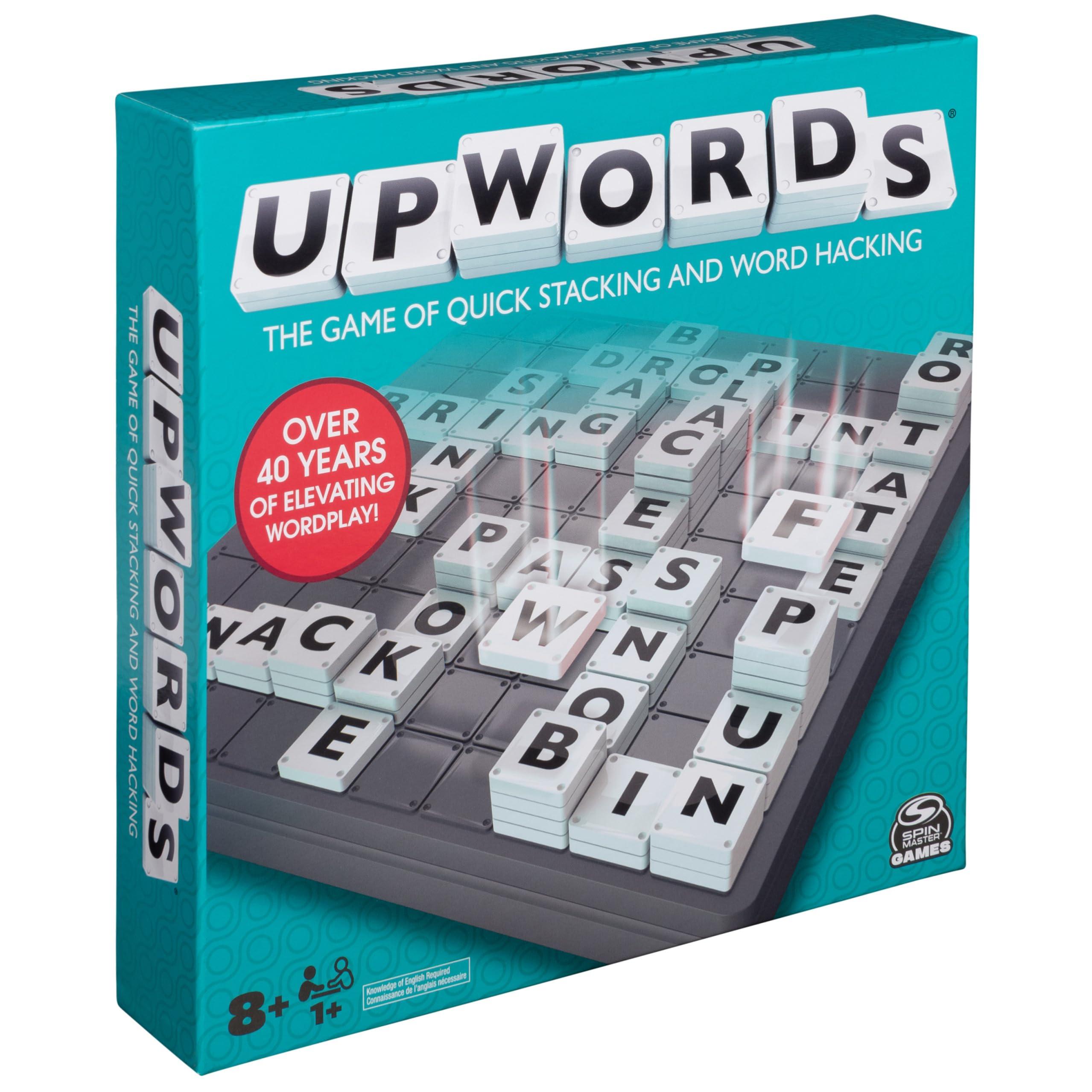Spin Master Games Spin Master Games, Upwords, The Stackable Word Game: 2023 Edition, Includes Rotating Board & Letter Tiles, Classic Crossword Activity for Kids & Family, 3-6 Players, for Ages 8+