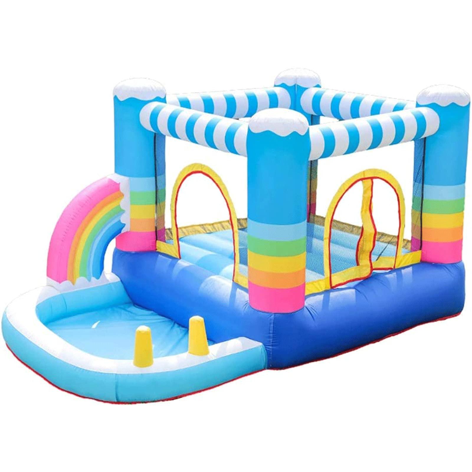 OLOTU Durable Inflatable Bounce House Safe Smooth Bouncy Castle with Blower Toy Pool Inflatable Jumping House Thick Material