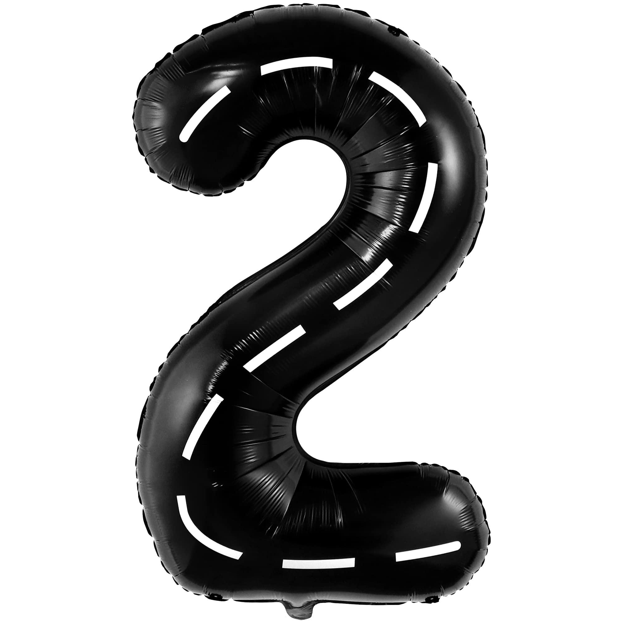 KatchOn Black and White Checkered Balloons - 22 Inch with Big Two Fast Balloons - 40 Inch, 2 Number Balloon | Checkered Flag Balloons, Race Car Birthday Party Supplies | Number 2, Two Fast Party Decorations