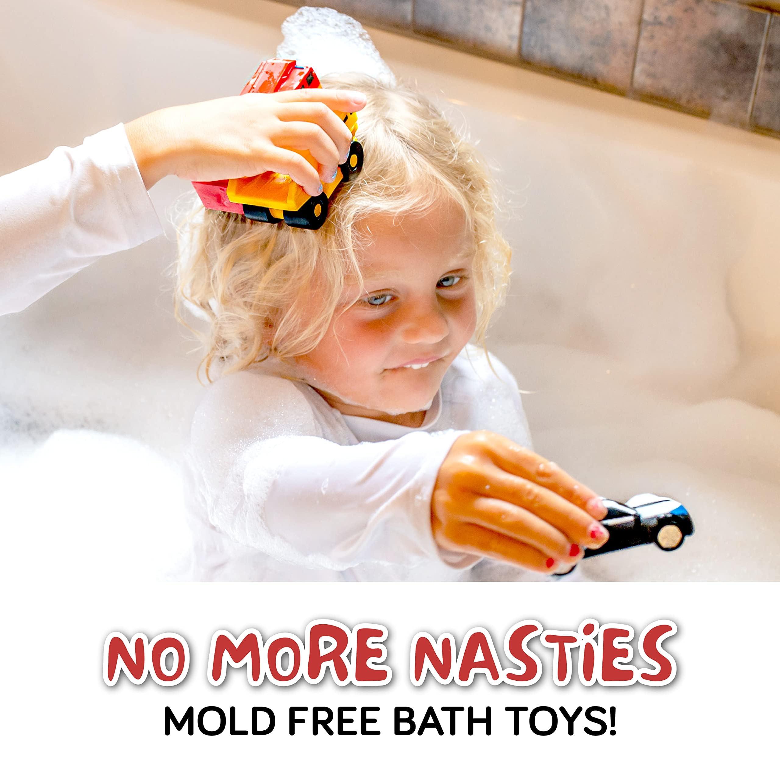 SplashEZ SplashEZ Mold Free Bath Toys for Babies & Toddlers, Car No Hole Bath Toys for Kids, Toddler Gift, No Mold Bathtub Water Vehicles Set for Kids, Pool, BPA-Free, Safe, Fun, Infant Ages 1 3 6 12 18 Months