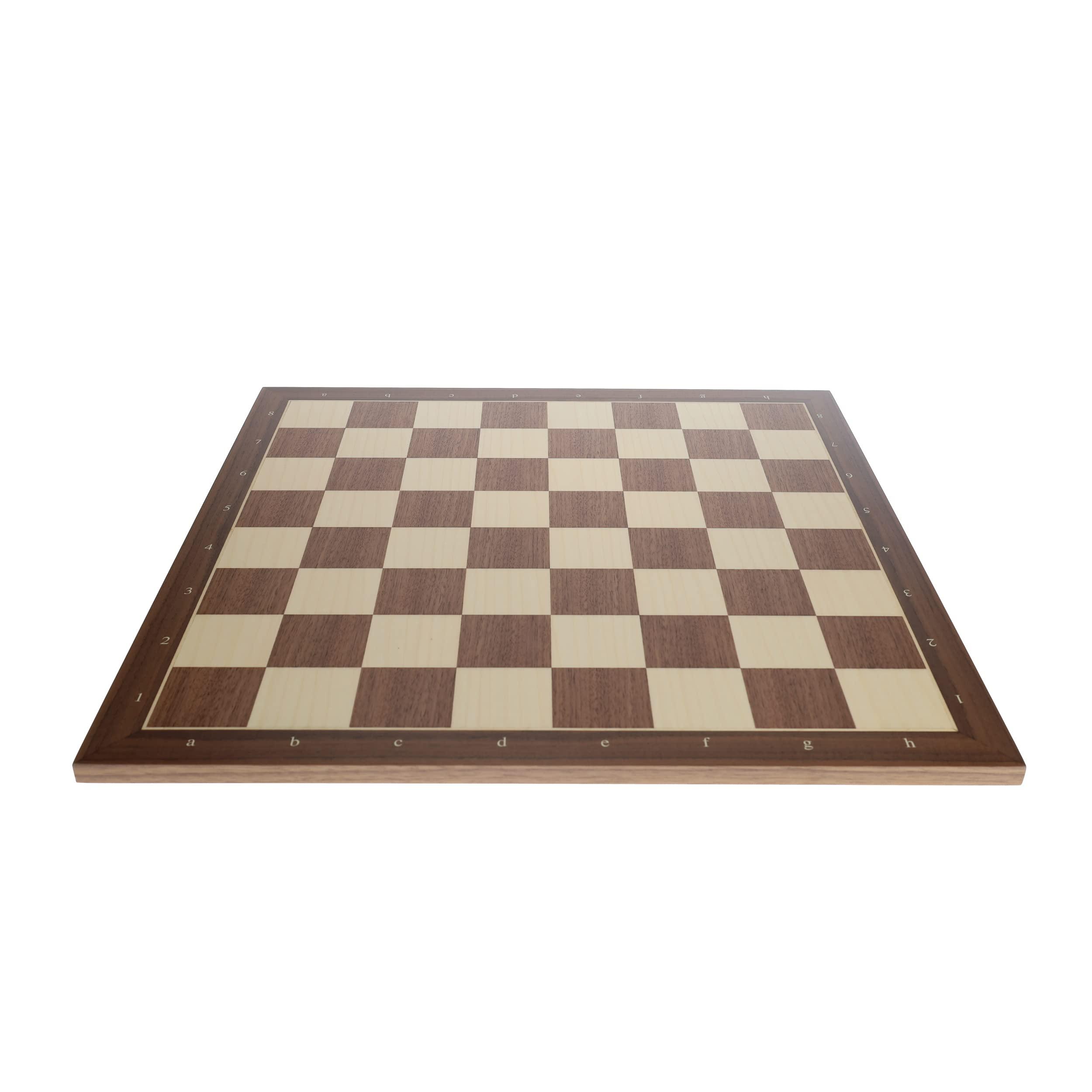WE Games WE Games Walnut and Sycamore Wooden Chess Board Only 21.25 Inches, Large Chess Board for Adults, Luxury Chessboard with 2.38 Inch Squares, Algebraic Notation