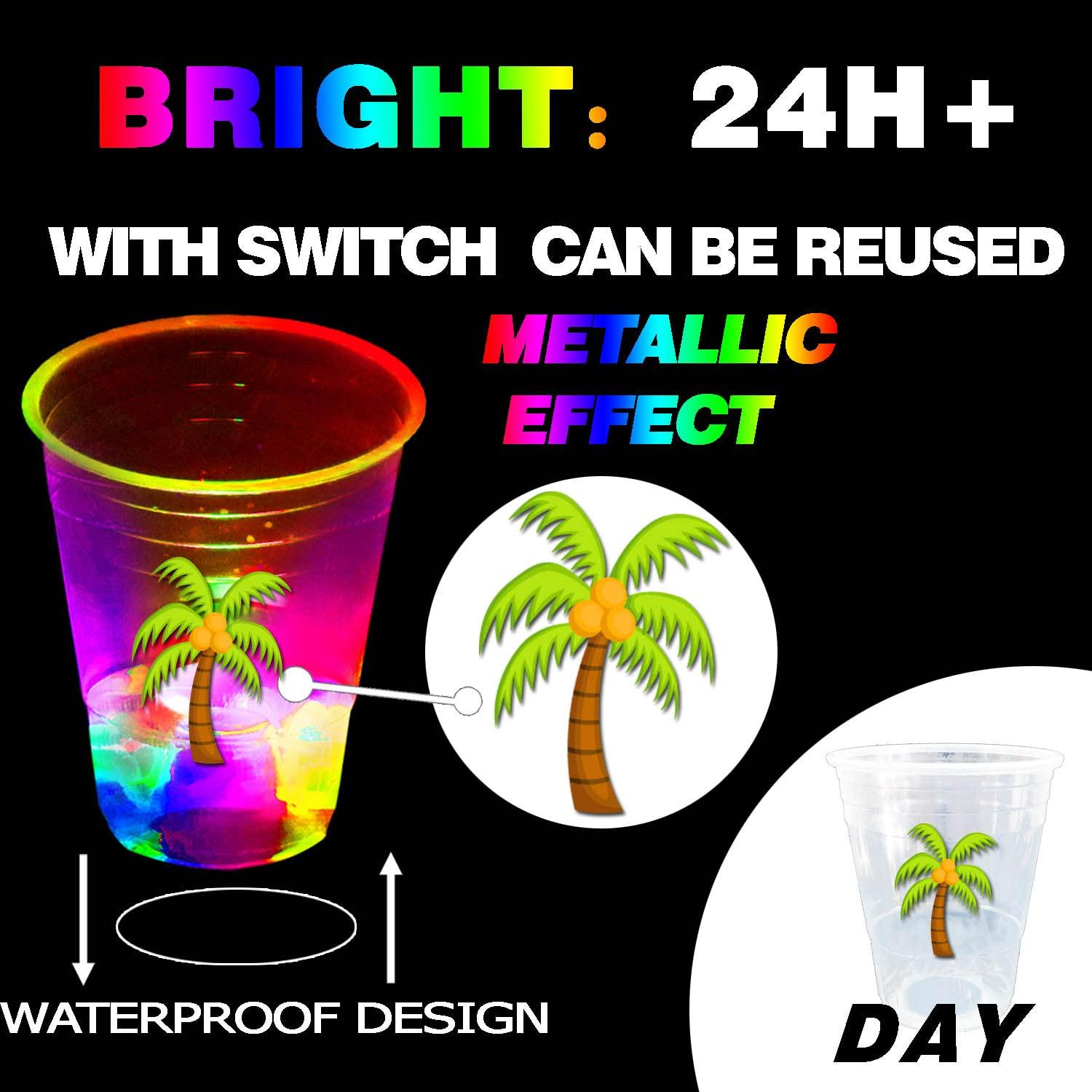 mishunyus 40 Pcs Luau Party Decorations,Glow Luau Cups,Tropical Cups,Glow Luau Party Birthday Decorations,Hawaiian Party Supplies,Hawaiin Party Decor For Luau,Aloha Party Favor,Luau Flamingo Decor