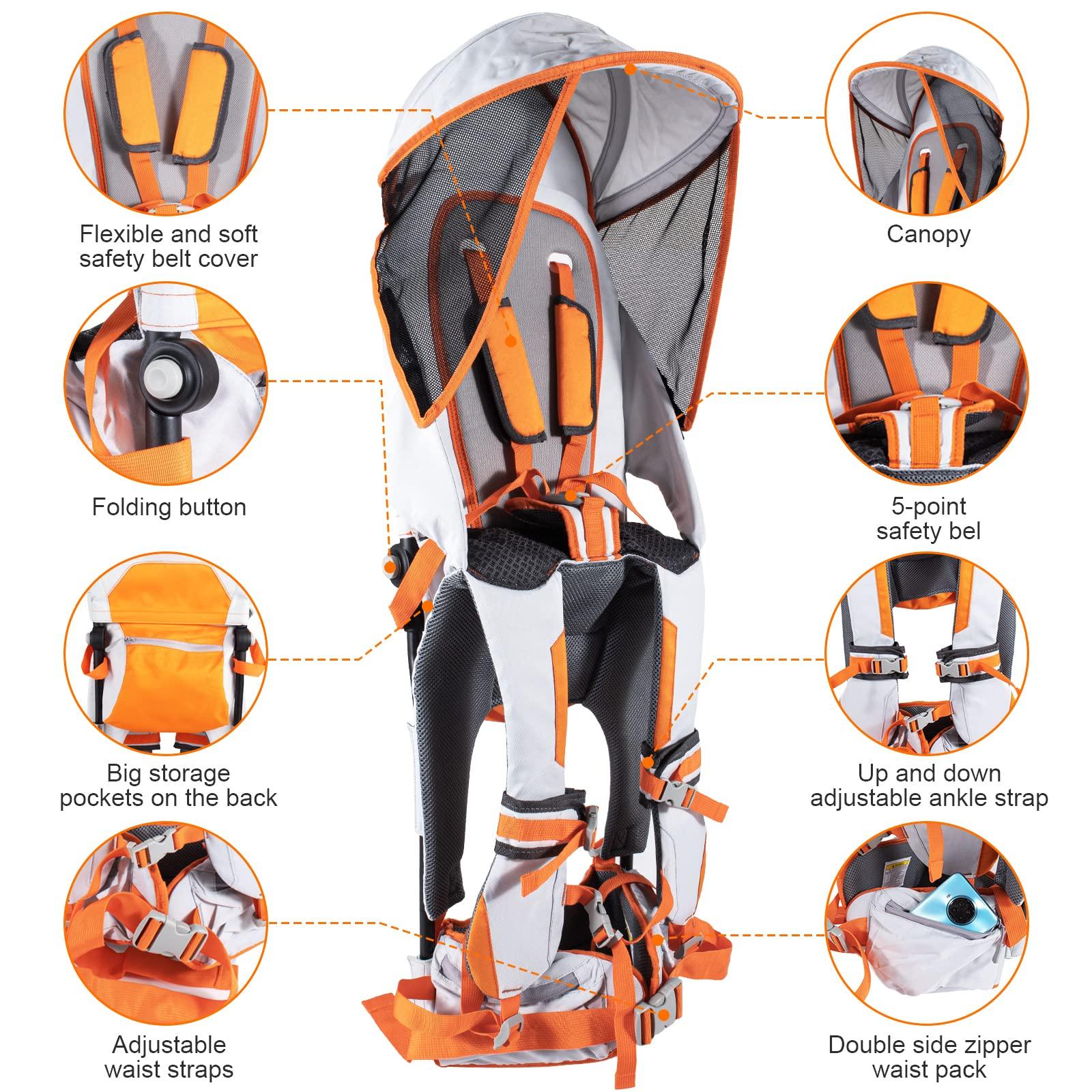 Kidpprod Baby Shoulder Carrier Baby Hiking Backpack Carrier with Rain Cover Sun Shade for Child Safe Backrest and Toddler Ergonomic Seat Holds 40 Pound for Children Between 6 Months-3 Years Old Baby