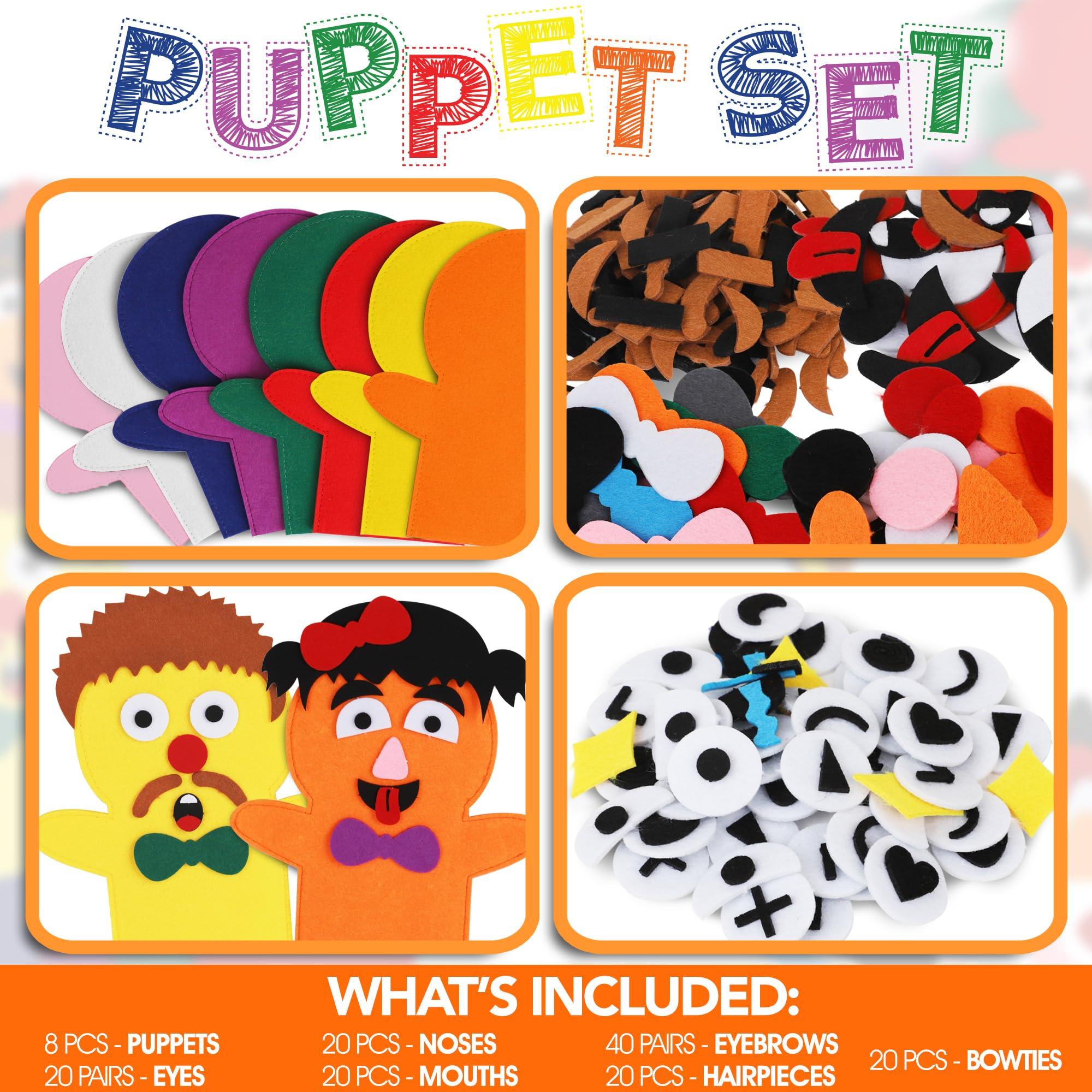 Puppet Planet Puppet Planet 8PCS DIY Felt Hand Puppet Arts & Craft Kit - Create Your Own Puppets - Perfect Party and Holiday Activity for Boys and Girls - Creative Storytelling and Imaginative Play