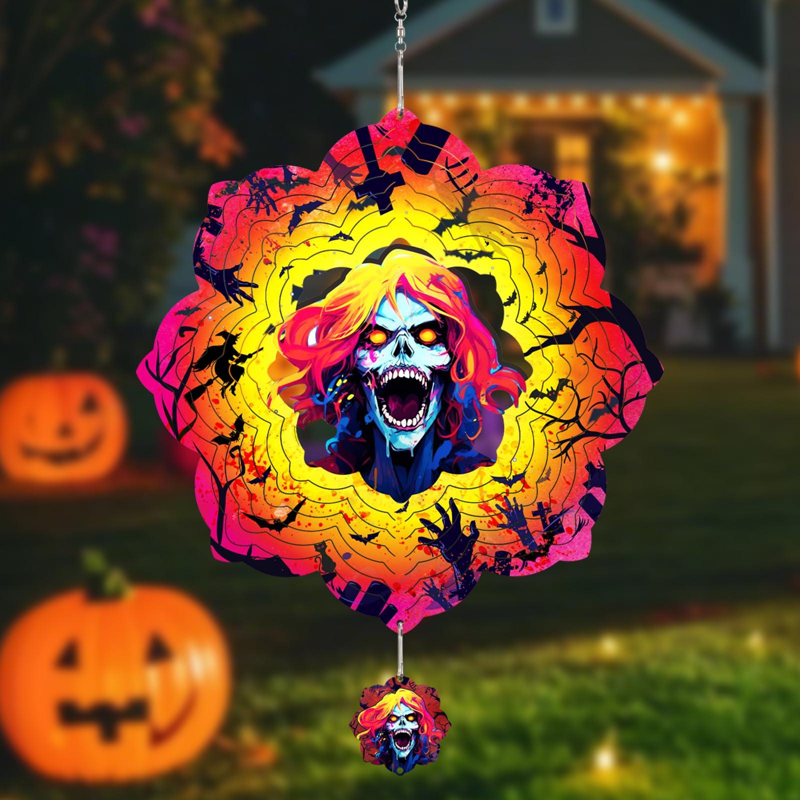 JOINOW Halloween Metal Wind Spinners Hanging Wind Spinner Garden Ornament Gifts for Women/Men,12inch Wind Spinner for Home Party Decor,Outdoor & Indoor Decorations