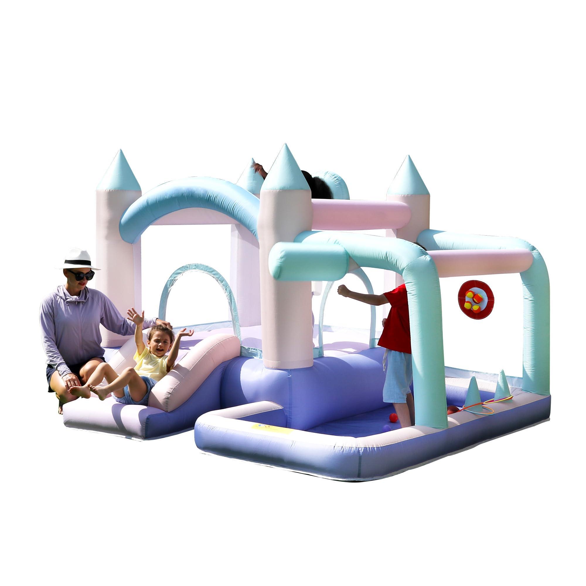 INFLATEFLY INFLATEFLY Bounce House Inflatable Slide Kids Bouncy Castle with Ball Pit,Dreamy Jumper with Air Blower for Wet and Dry