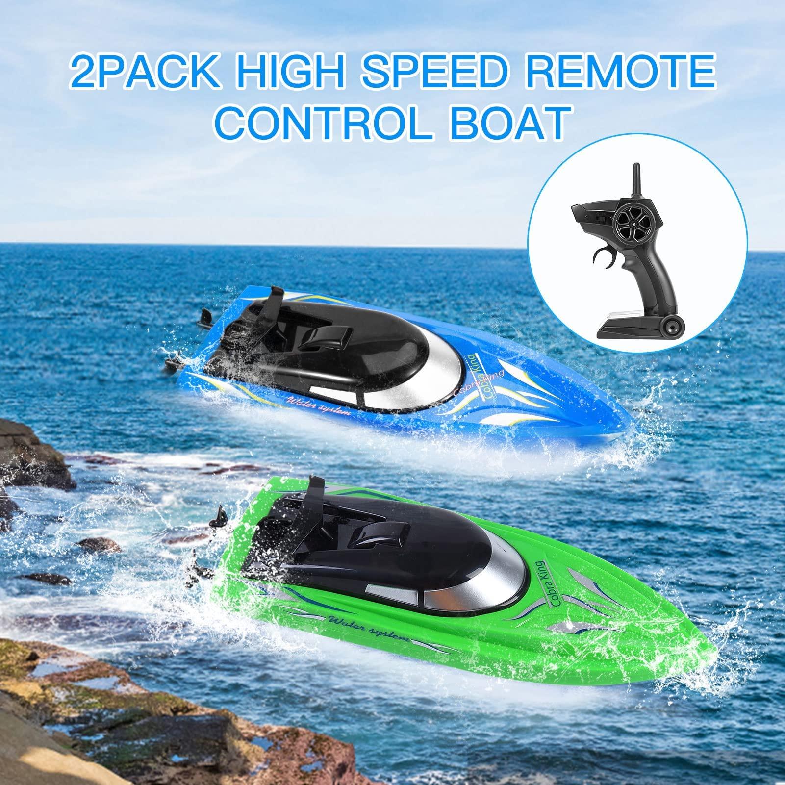 Geefia 2-Pack High-Speed RC Boats - Remote Control Boats for Kids and Adults - 10km/H 2.4G