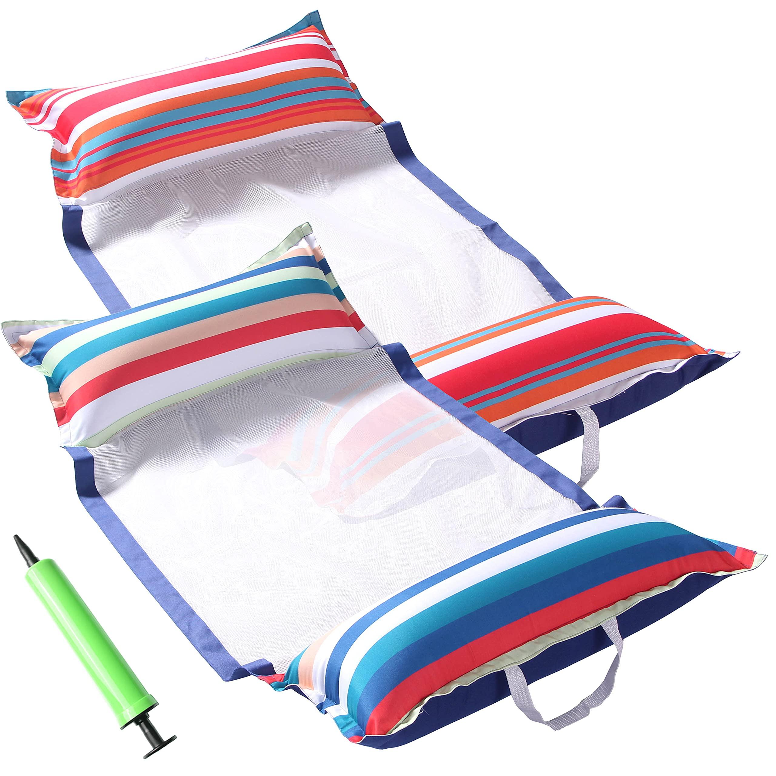 FindUWill FindUWill Fabric Pool Hammock Floats, XL, 2Pack Inflatable Water Hammocks Floaties 4-in-1 (Saddle, Lounge Chair, Hammock, Drifter), Pool Float Lounger for Adults