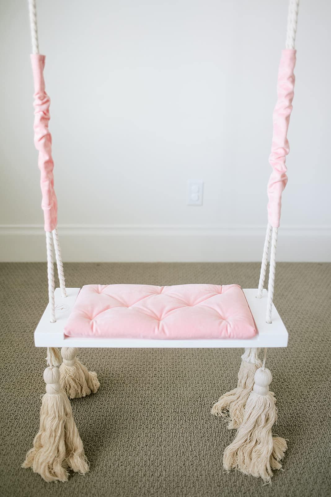 Krasivo Pink Baby Swing Set with Soft Cushion and Hardware