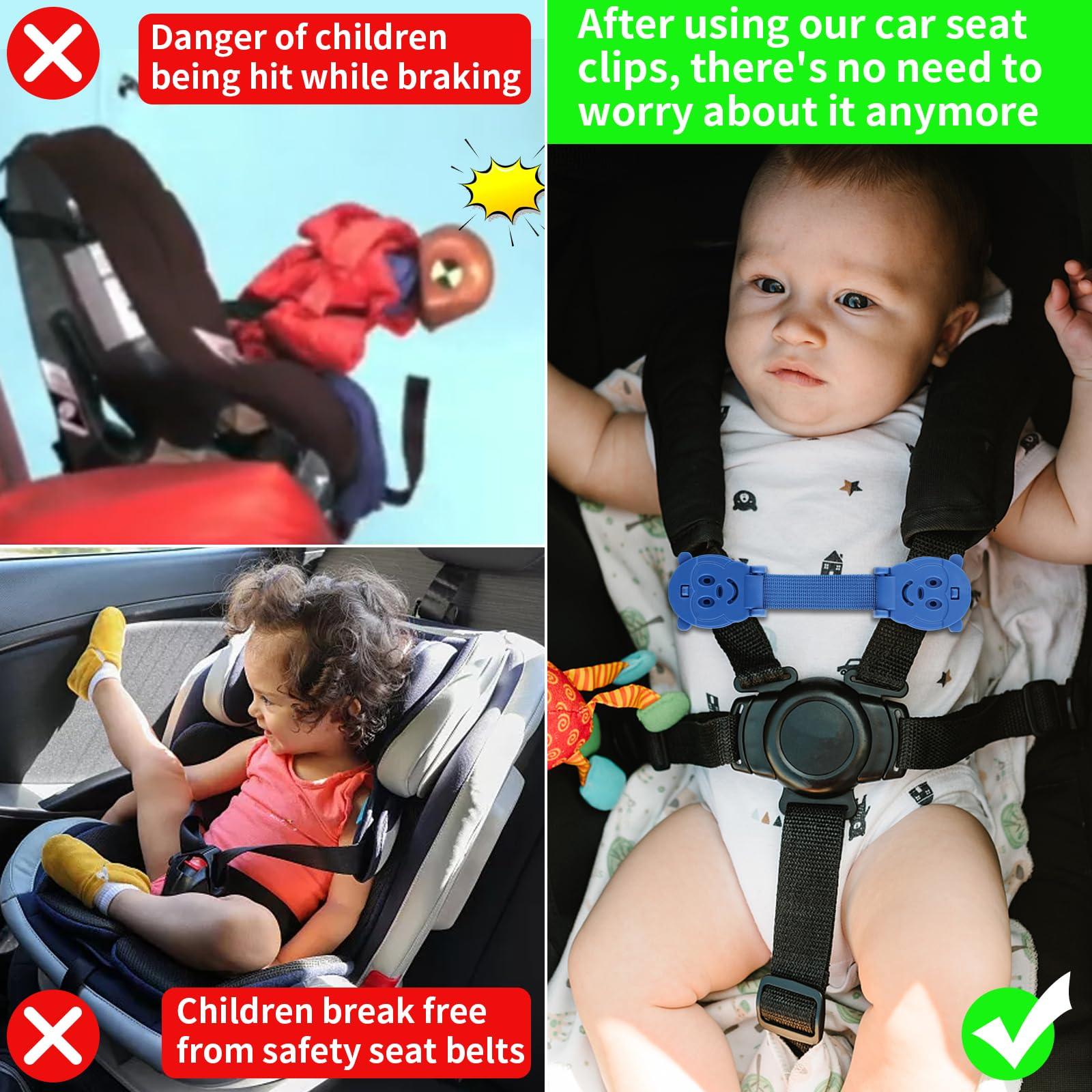 QOPAHI QOPAHI Car Seat Strap Anti Escape, Baby Harness Chest Clip Car Seat Safety Clip, Prevent Children/Kids Taking Their Arms Out of Child Car Seat/High Chairs/Strollers/Baby Reins, Blue(2 Pack)