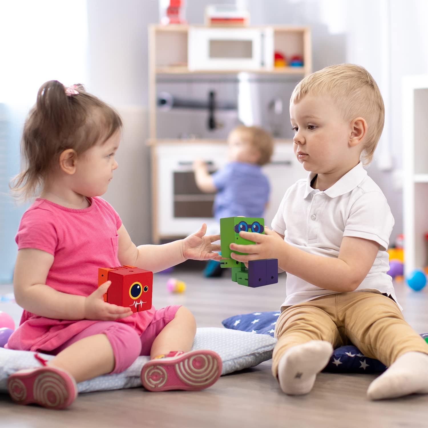 Wood & Robotics Wooden Robot Toy, cubebot Toy, cubebot, Cube Toy Puzzle, cubebot Micro, Stacking Wood Robots, Fidget Bots, Wooden Robot Puzzle Toy, Robot Transforming Cube, Wood Robot Toy, Toy, Wood cubebot