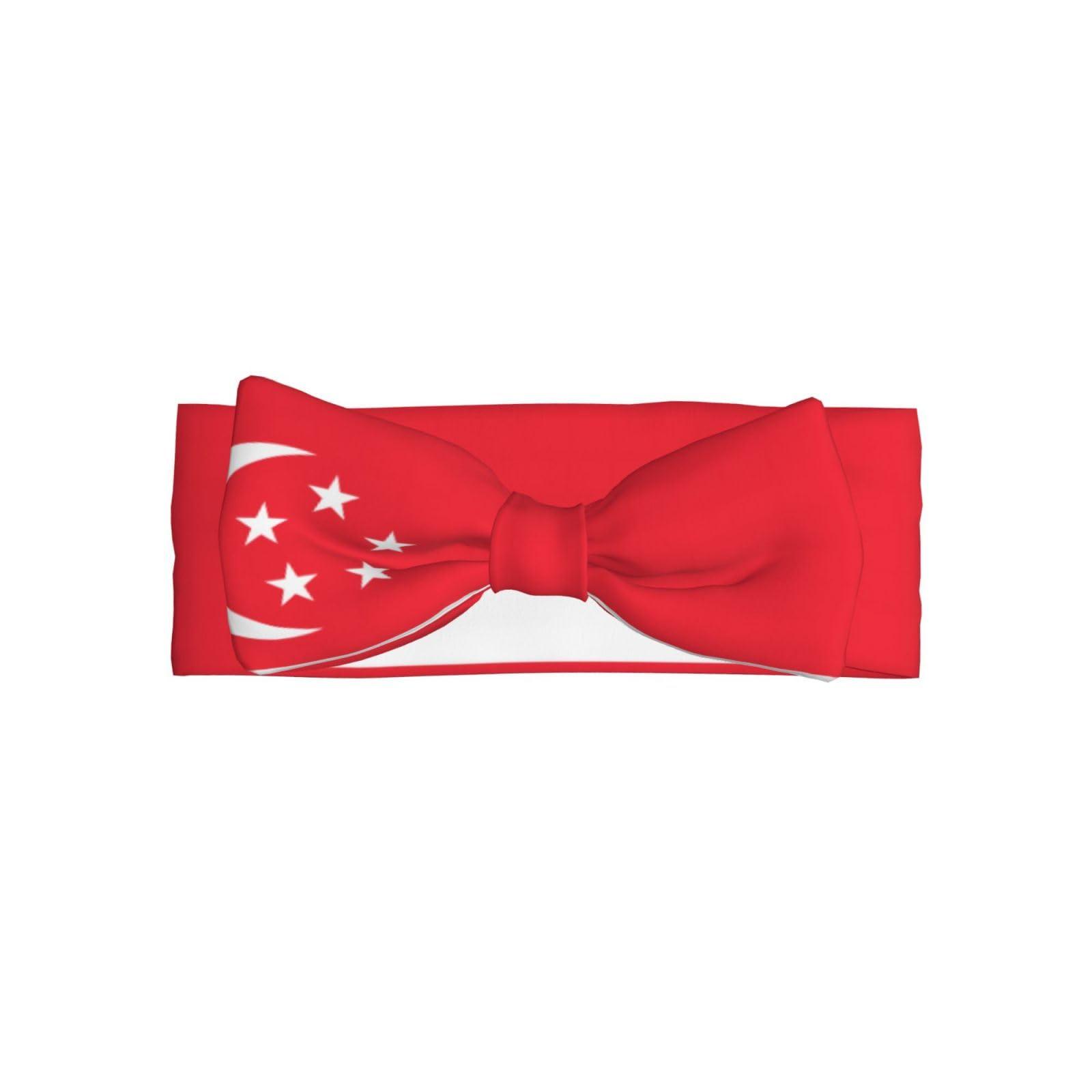 WZYCWB WZYCWB Singapore Flag Bow Hair Accessories, Children's Elastic Bow Headband 0-6 Months, Newborn, Baby, Toddler Hair Accessories