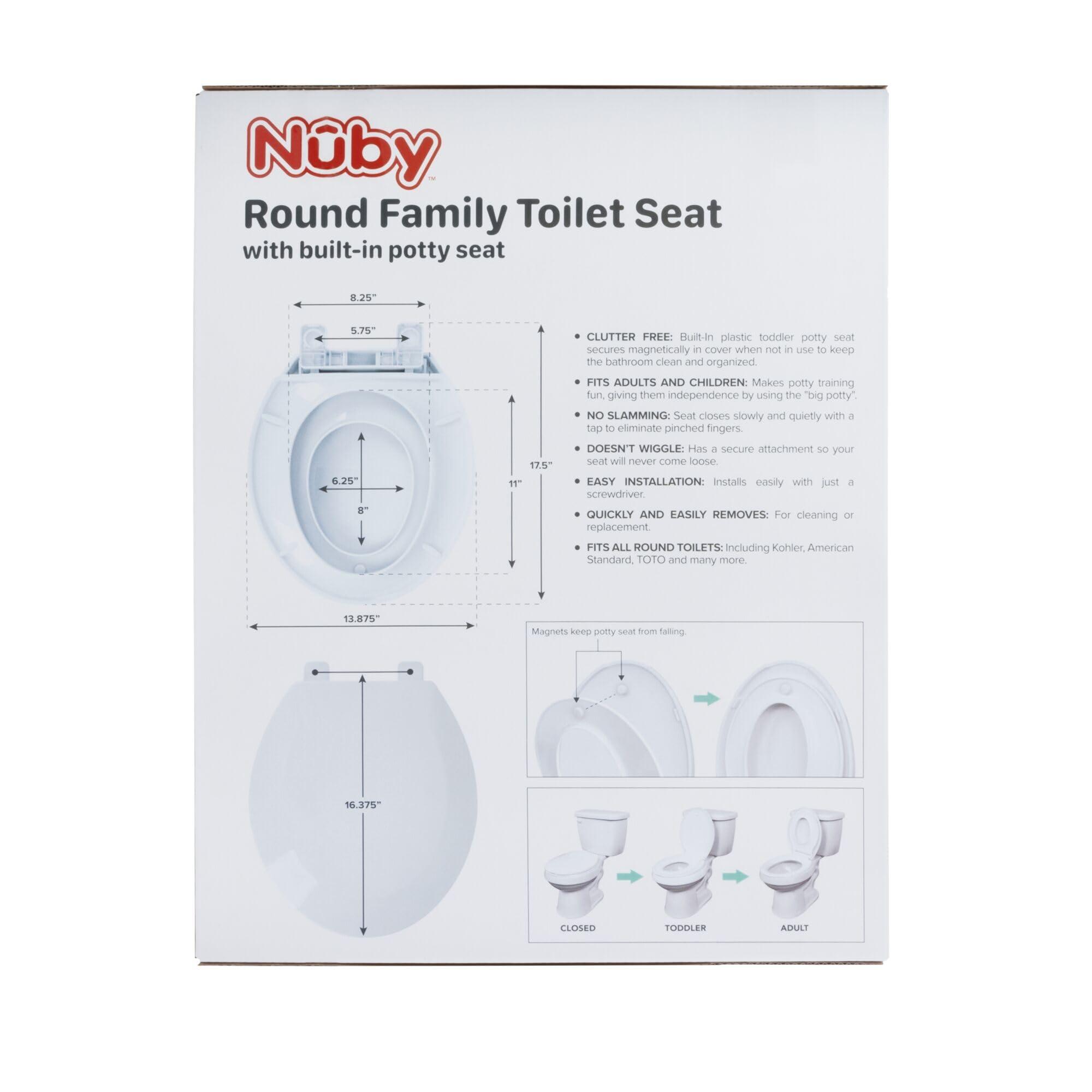 Nuby Nuby Family Toilet Seat - Built-in Potty Training Toilet Seat - Fits All Round Toilets - Secure and Wiggle-Free - Easy to Install and Remove