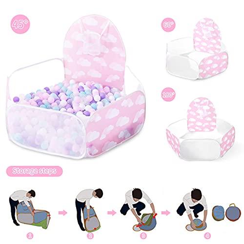 STARBOLO STARBOLO Ball Pit for Toddler - Pink Pop Up Childrens Ball Pits 4 Ft/120CM Tent for Toddlers Baby Crawl Ball Pool Fence with Basketball Hoop and Zipper Storage Bag Suit for Indoor and Outdoor.