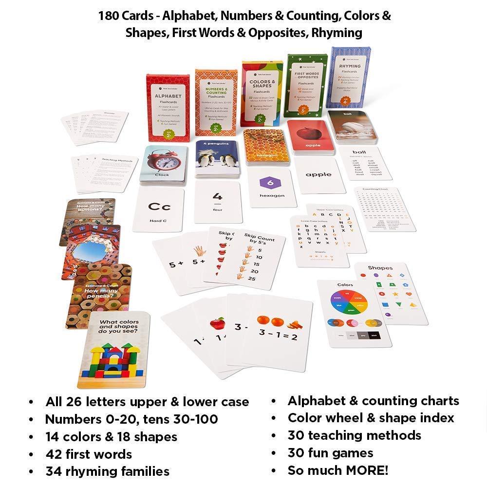 Think Tank Scholar Think Tank Scholar Preschool & Early Math Learning Bundle | Alphabet, Numbers & Counting, Colors & Shapes, First Words and & Opposites, Rhyming | Addition and Subtraction (All Facts Color Coded)