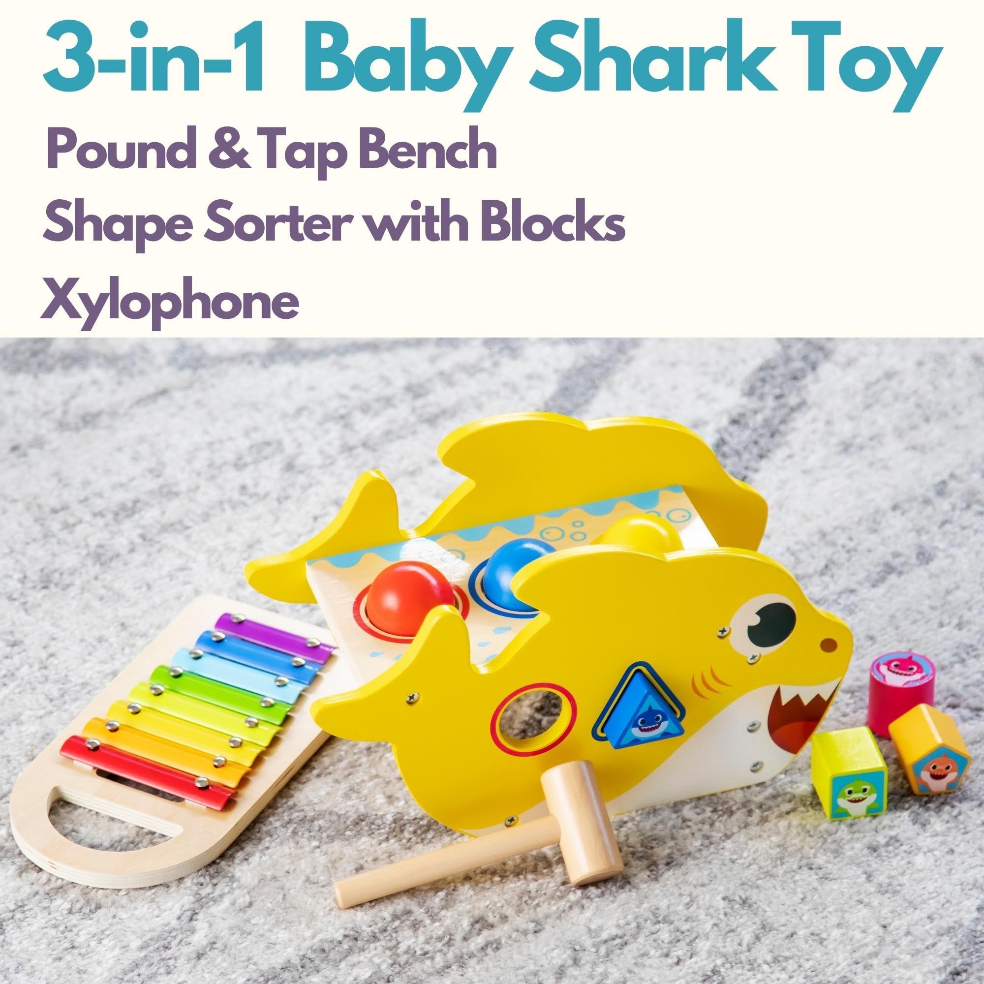 Pidoko Kids Pidoko Kids Baby Shark Toys for 1 Year Old - Montessori Learning, Hammering & Pounding Toy - Birthday Gifts for Toddlers Boys & Girls - Xylophone & Shape Sorter Blocks