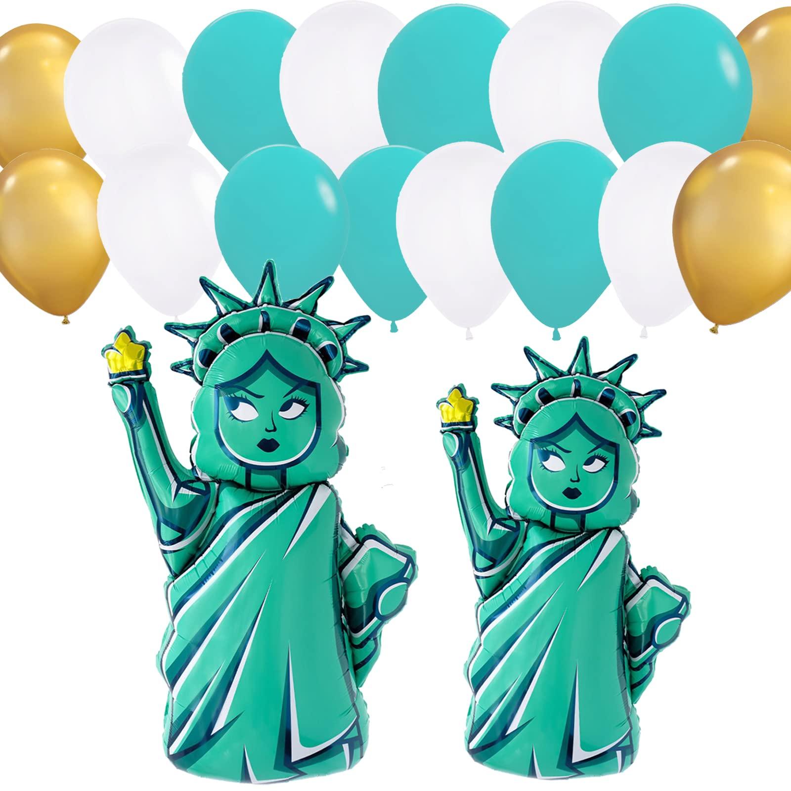CYMYLAR 37pcs Statue Of Liberty balloon bouquetNew York City party supplies Lady Liberty balloon, 4th of July Independence Day Patriotic party decorations balloons