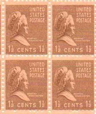 US Post Office Dept Martha Washington Set of 4 x 1 Cent US Postage Stamps NEW Scot 805