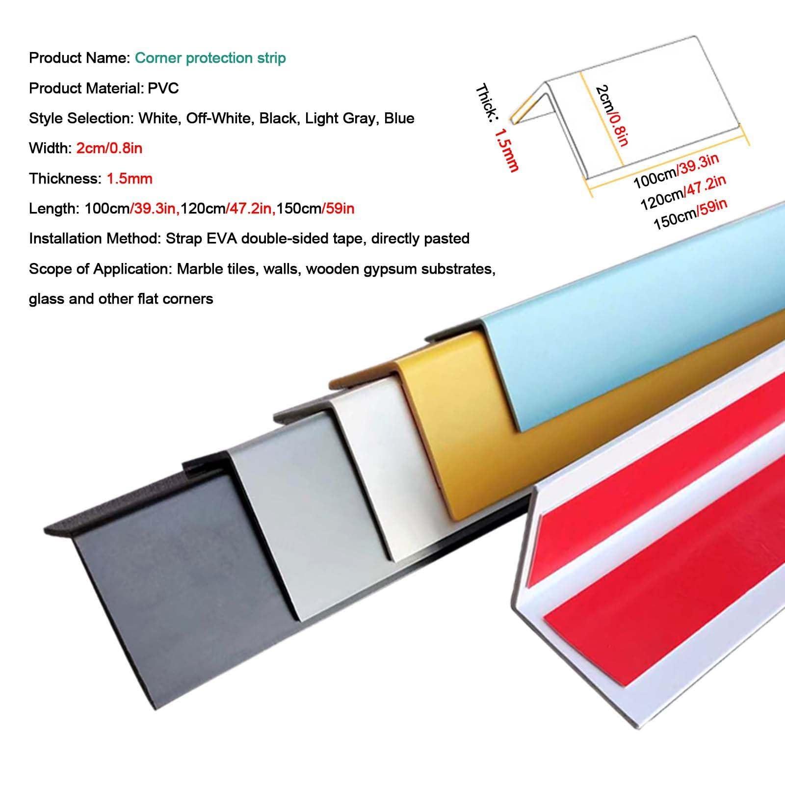 ZJYSMH Wall Corner Protector,Corner Protectors, Wall Corner Protectors Guards Self-Adhesive Corner Protectors Dog Chewing, Home PVC Wall Corner Edge Protector(Black,100CM(3.3FT)-2CM/0.8IN)