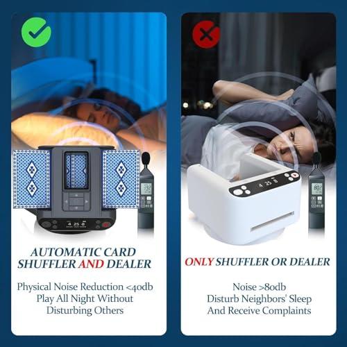 NIBHZ NIBHZ Automatic Card Shuffler Dealer Machine, 360 Rotating Card Dealer with 4 Wireless Dealer Buttons, Rechargeable Card Dealer Machine for UNO, Blackjack,Black