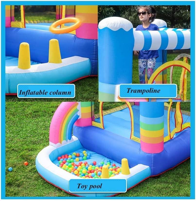 OLOTU Durable Inflatable Bounce House Safe Smooth Bouncy Castle with Blower Toy Pool Inflatable Jumping House Thick Material