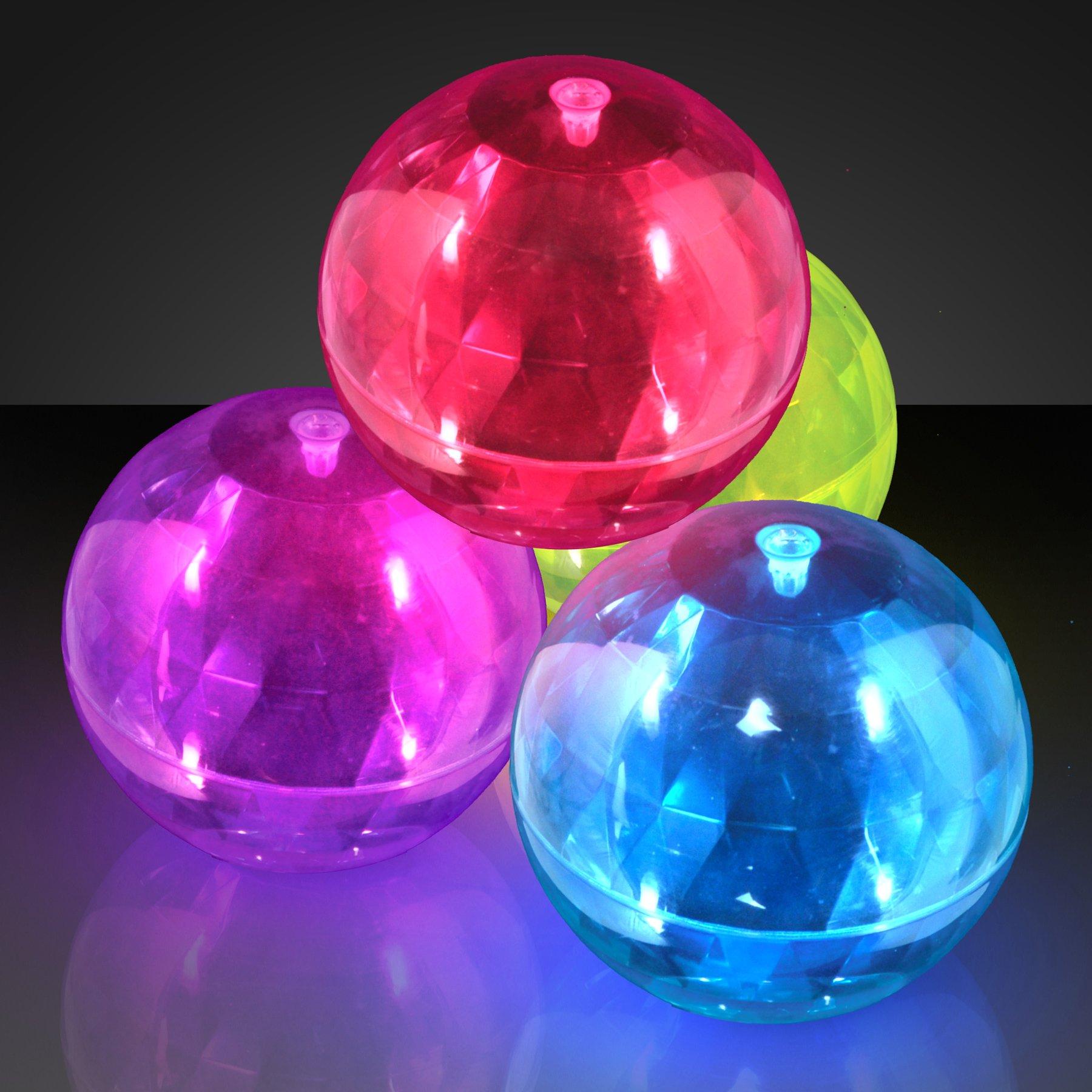 FlashingBlinkyLights 4" Big Assorted Colors Light up Bouncy Balls with Flashing LEDs (Set of 6)