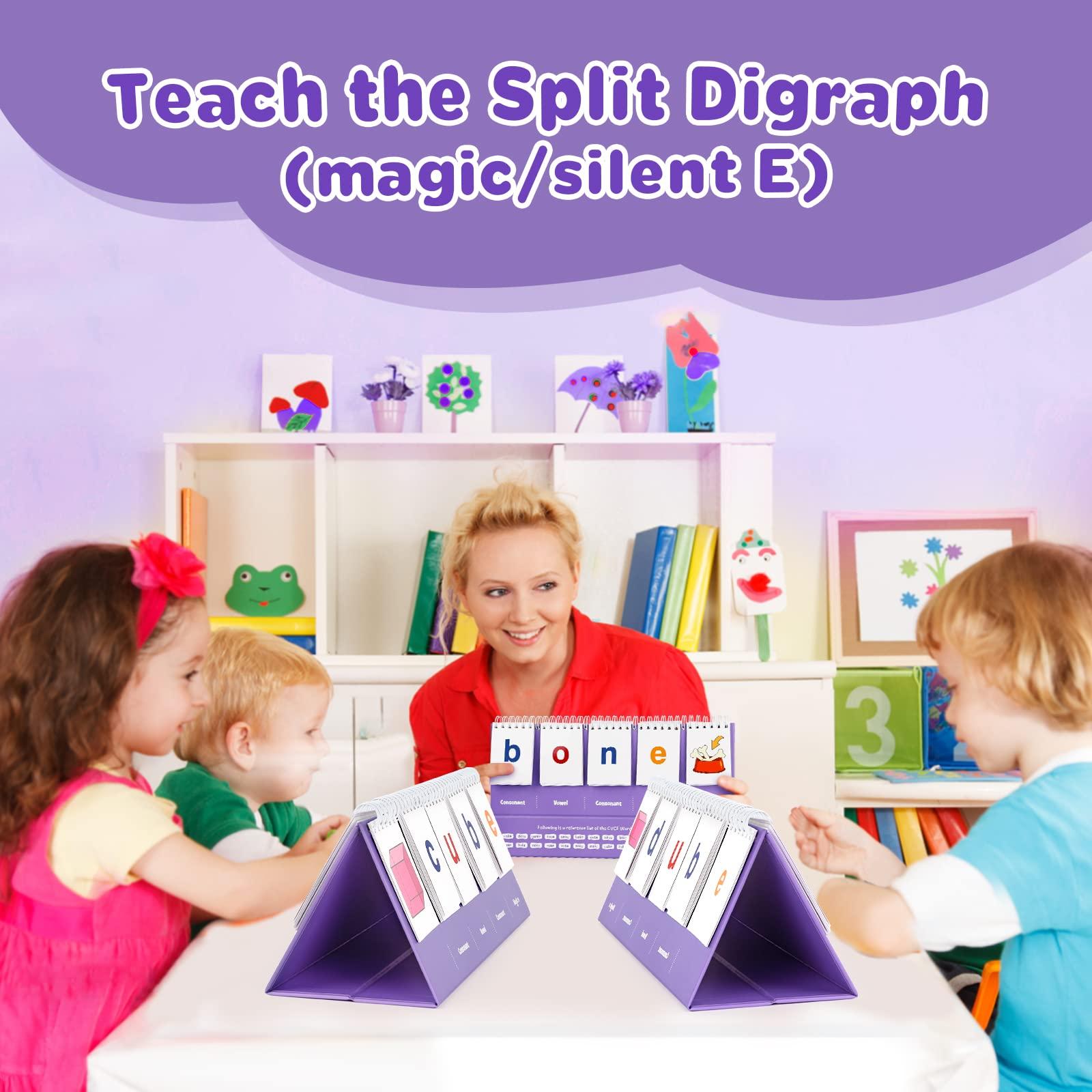 Aizweb Aizweb Magic E Word Games,Phonics Games Flash Card for Preschool Kindergarten Classroom Must Haves,Spelling Reading Learning Games,Speech Therapy Montessori Educational Toy Gift for Kid 3 4 5 Year Old