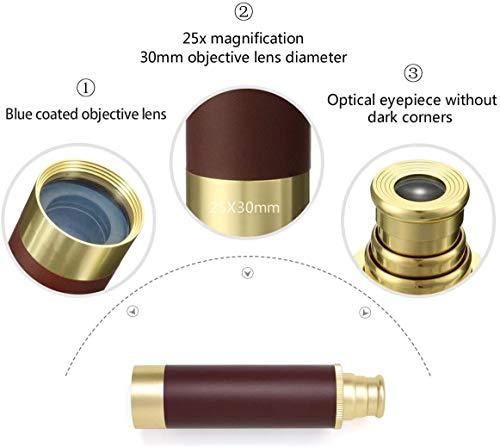 Aubric Retro Pirate Telescope Spyglass for Kids Adults Portable Collapsible Handheld Telescope Monocular Zoomable 25x30 & Survival Gear Compass Pocket Military Compass for Outdoor Camping Hiking Boating