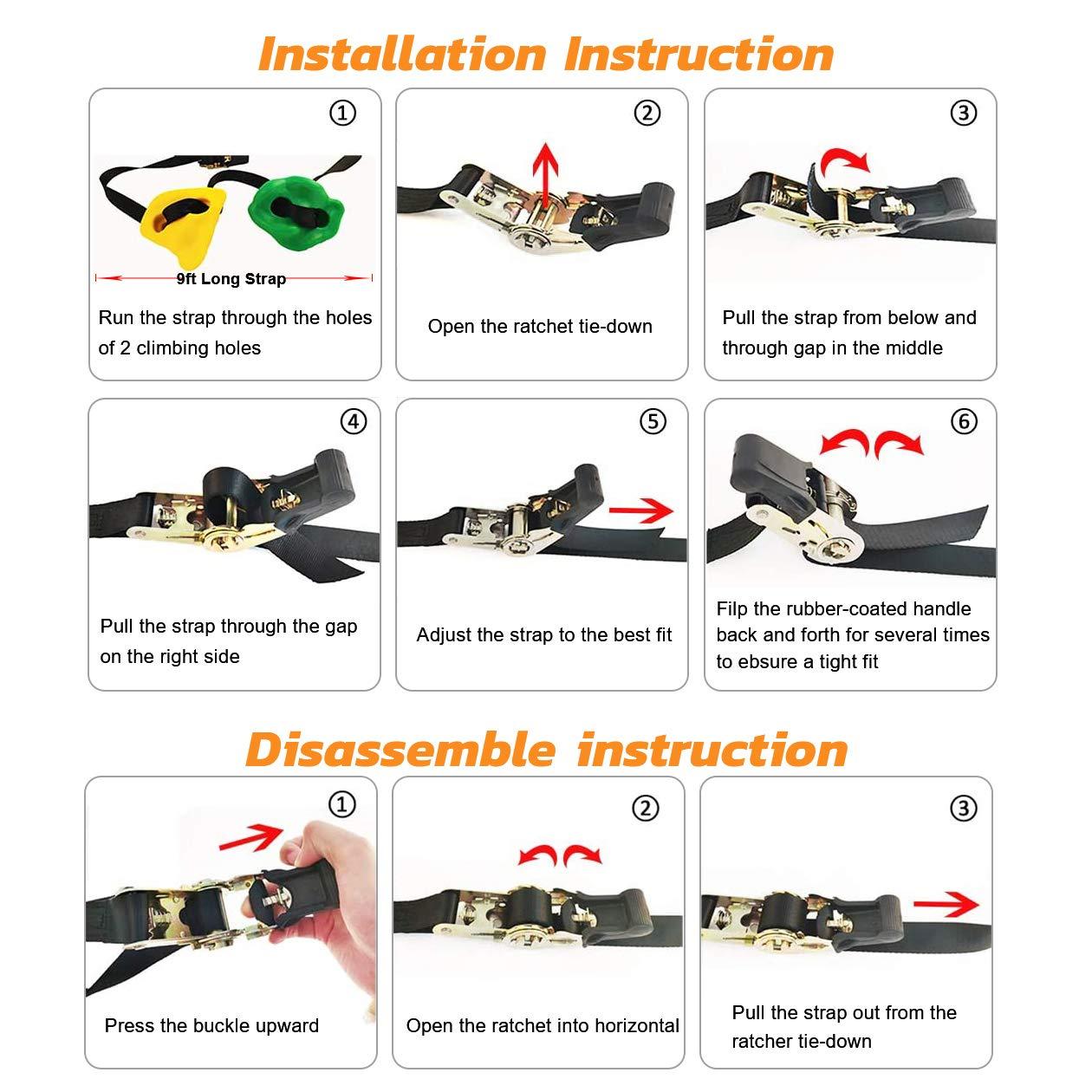 hooroor hooroor Ninja Warrior Obstacle Course for Kids and Adults - 66FT Slackline with Tree Climbing Rock Holds, Swing Seat, Monkey Bars, Ring Wheel, Rope Ladder - Outdoor Training Playset