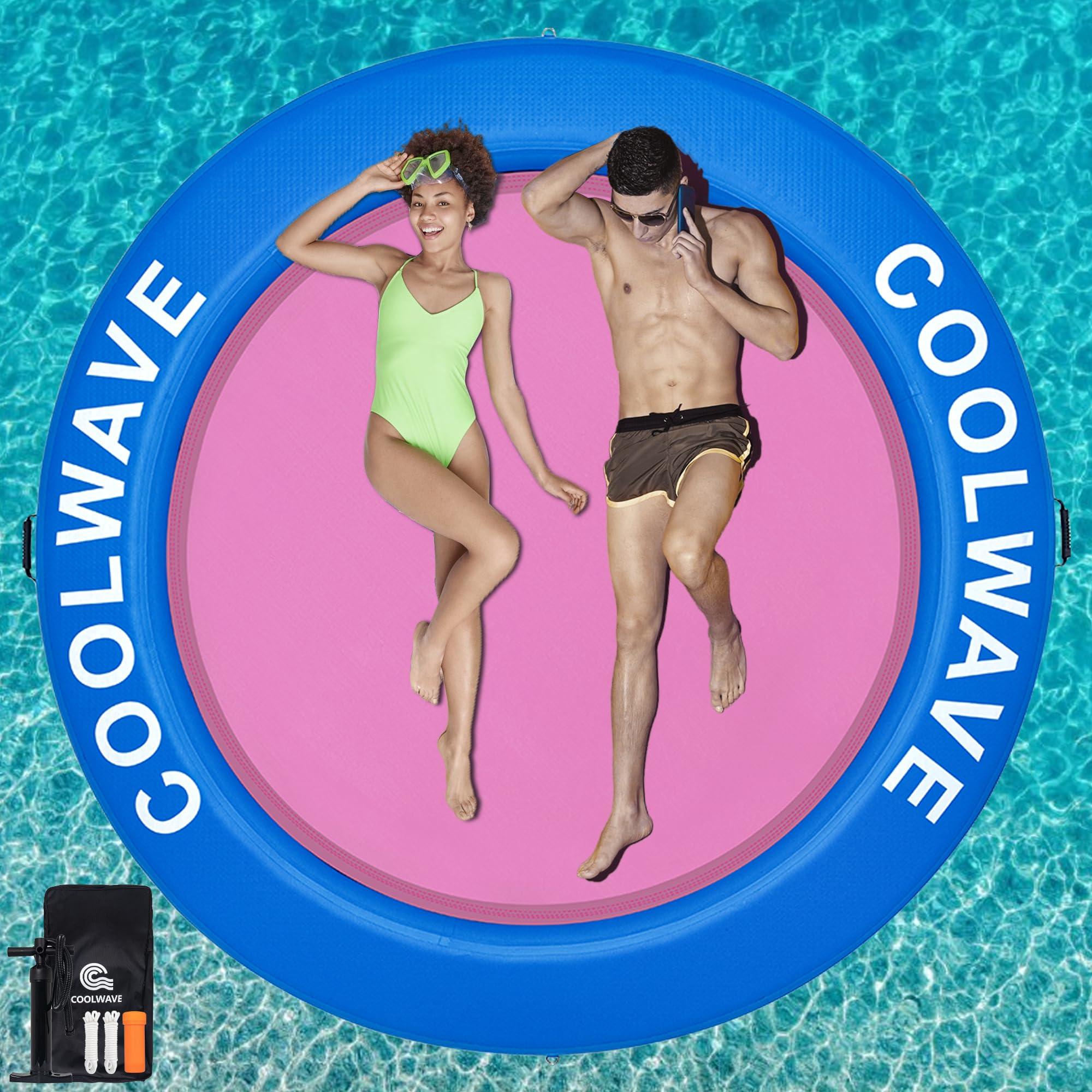 COOLWAVE COOLWAVE Inflatable Water Hammock Floating Dock, Inflatable Raft for Family and Friends, Float Ring for Parties, Fits Multiple People, 8'x8'(Magenta)