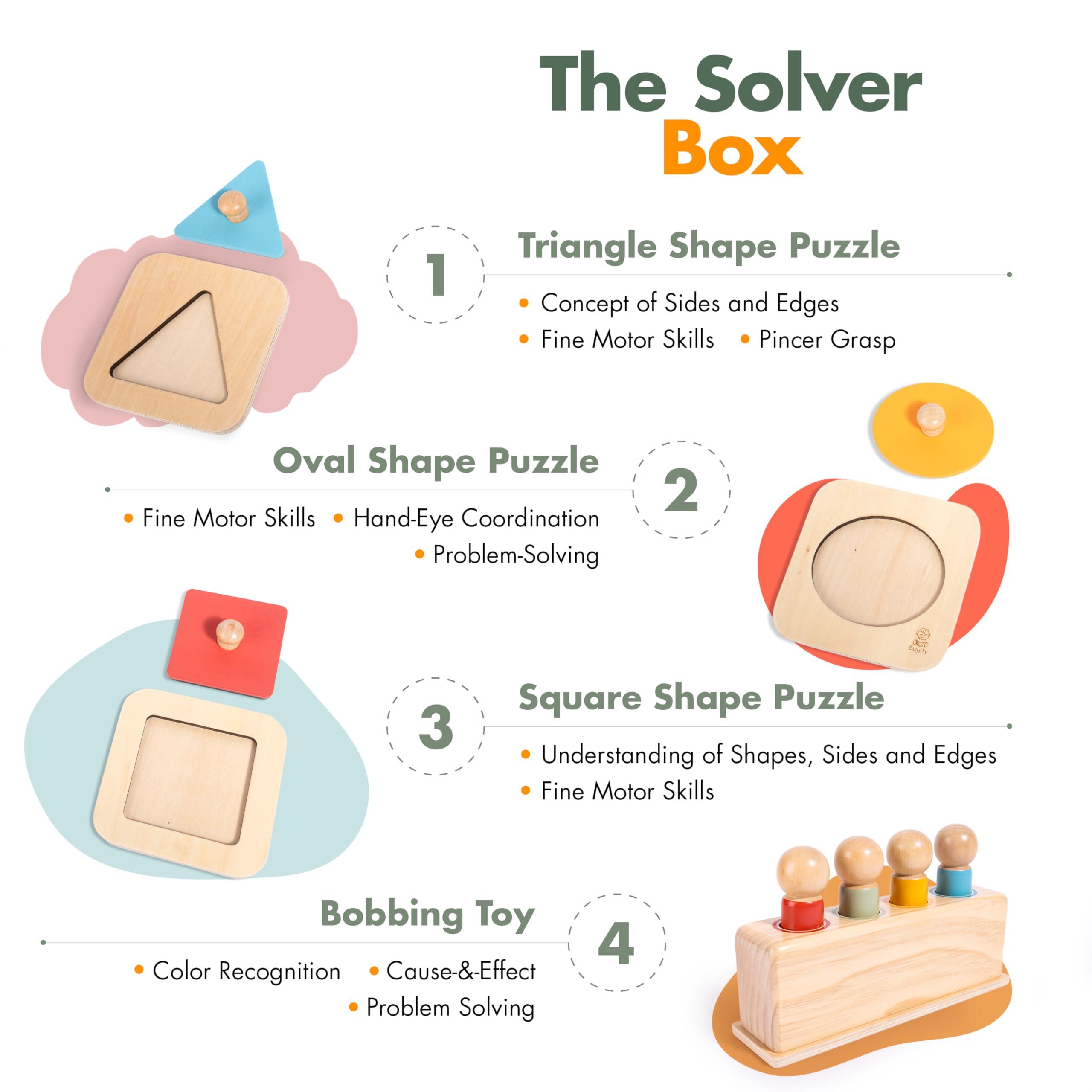 Bujjify Bujjify Montessori Toy Set 11-12 Months Baby Toys- 1 Year Birthday Gift, Push Ball, Shape Puzzle, Popup Toy, Pincer Grasp, Diversity Board Book, Picture Cards, Brain Development Toddler Toy