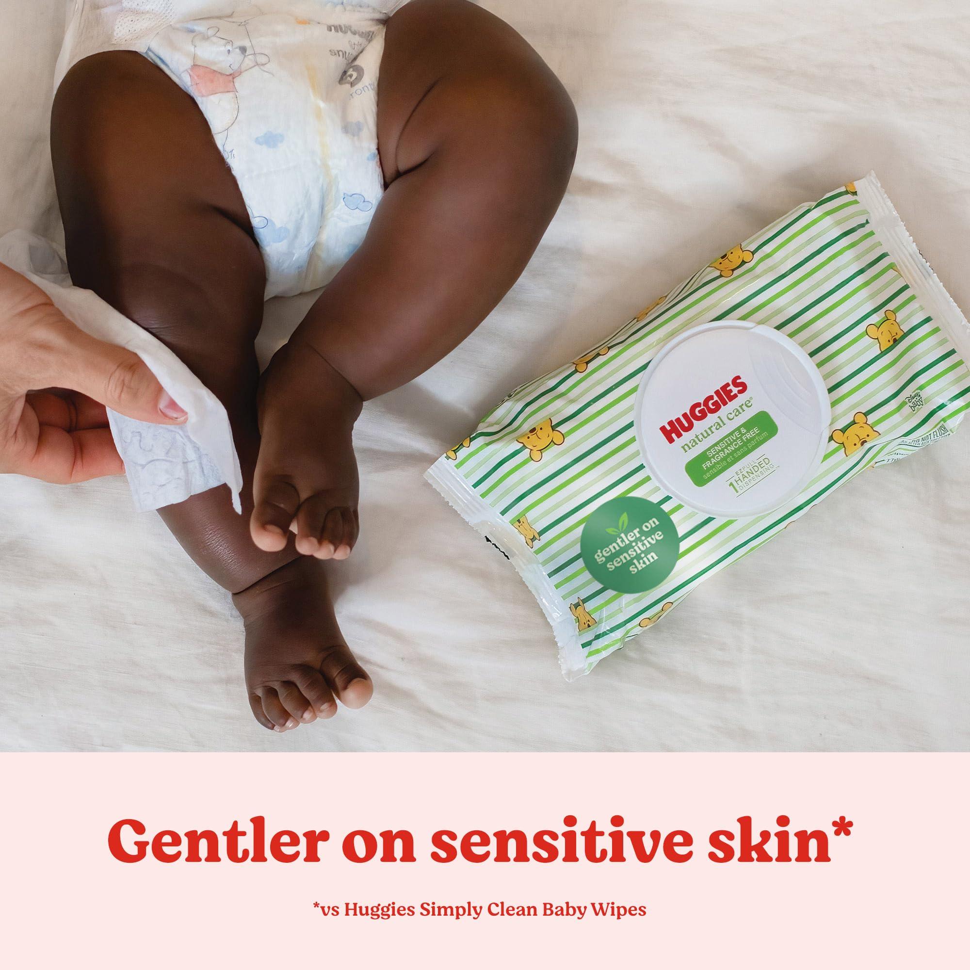 HUGGIES Huggies Natural Care Sensitive Baby Wipes, Unscented, Hypoallergenic, 6 Flip-Top Packs (288 Wipes Total)