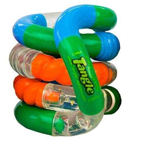 TANGLE Tangle Jr. Brain Tools Textured Sensory Fidget Toy, 3 Pack, Green Yellow Black, Blue Orange Green, Red Pink Blue
