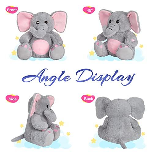 BSTAOFY BSTAOFY 13'' Light up Elephant Stuffed Animals Glow LED Elephant Soft Plush Toys Night Light Companion Birthday Christmas for Kids Boys Girls