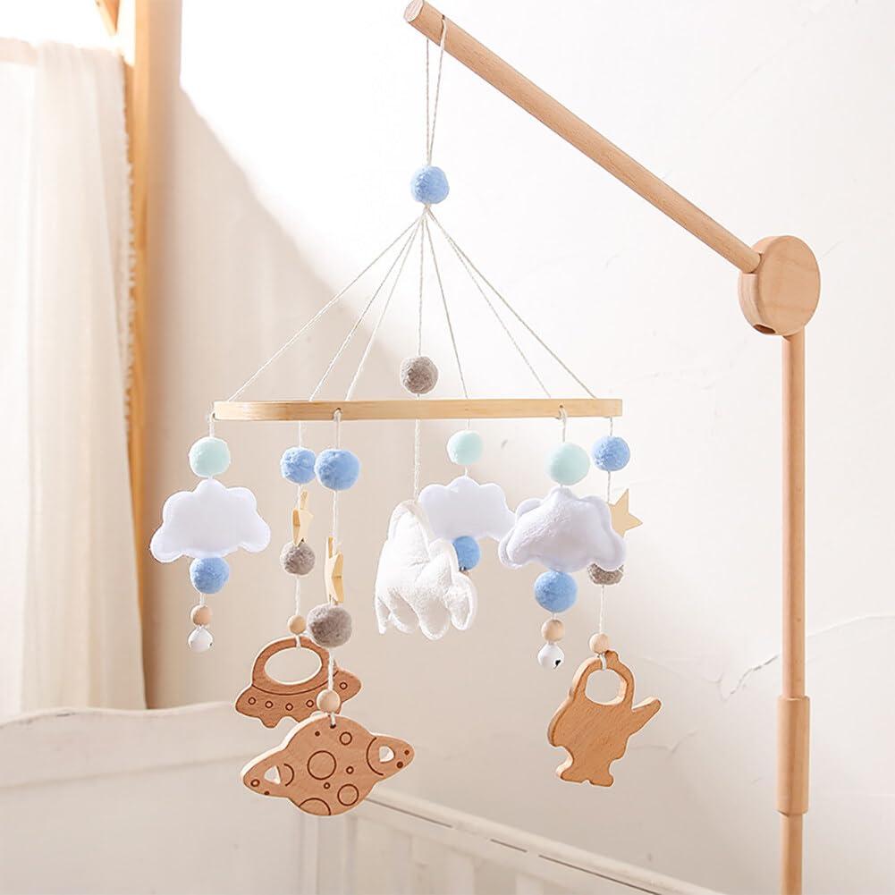 ikasus Crib Mobile for Baby with Wooden Arm, Wall Mounted Suitable for All Cribs 100% Natural Larch Hanger Nusery Decor Baby Room Safe Holder Type 2