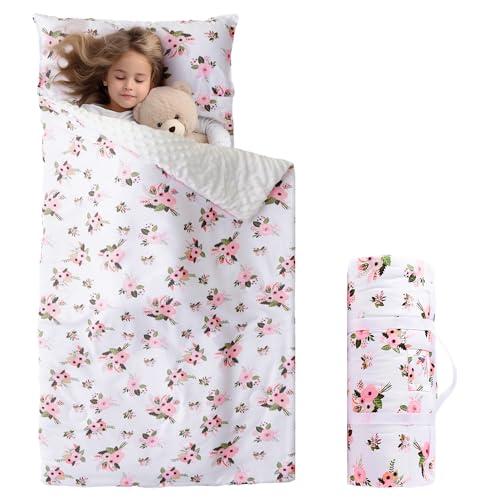 Bunnikins & Clover Bunnikins & Clover Toddler Nap Mat with Removable Pillow, Cotton Nap Mats for Preschool, Easy Clean Toddler Sleeping Mat for Kindergarten, Kids Sleeping Bag for Travel Camping