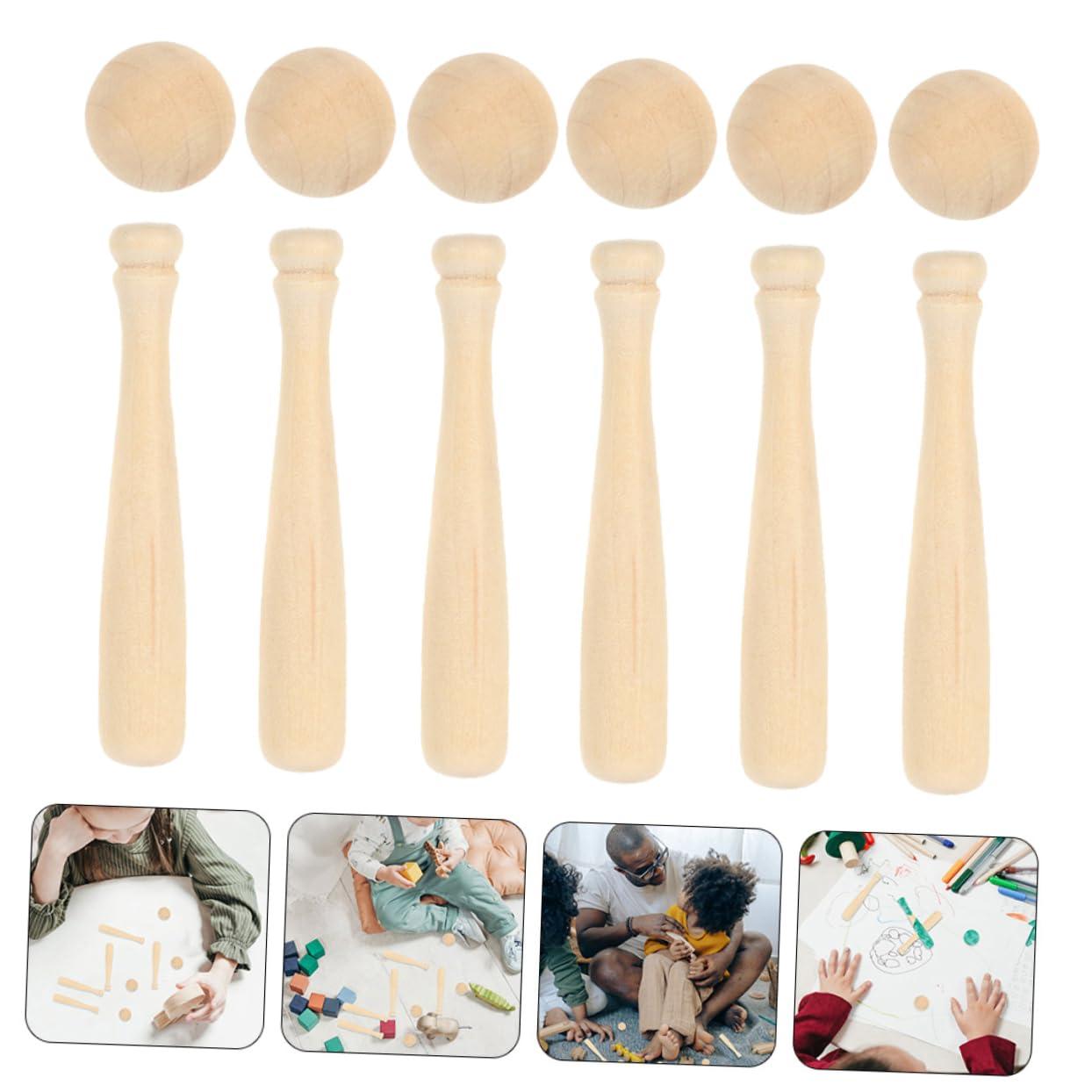 Alasum Alasum 4 Sets Mini Baseball Bat Toys Woody Toy Baseballs Baseball Bats Wood Crafts Unfinished Mini Baseball Painting Models Mini Graffiti Models Painting Baseball Bat Wooden