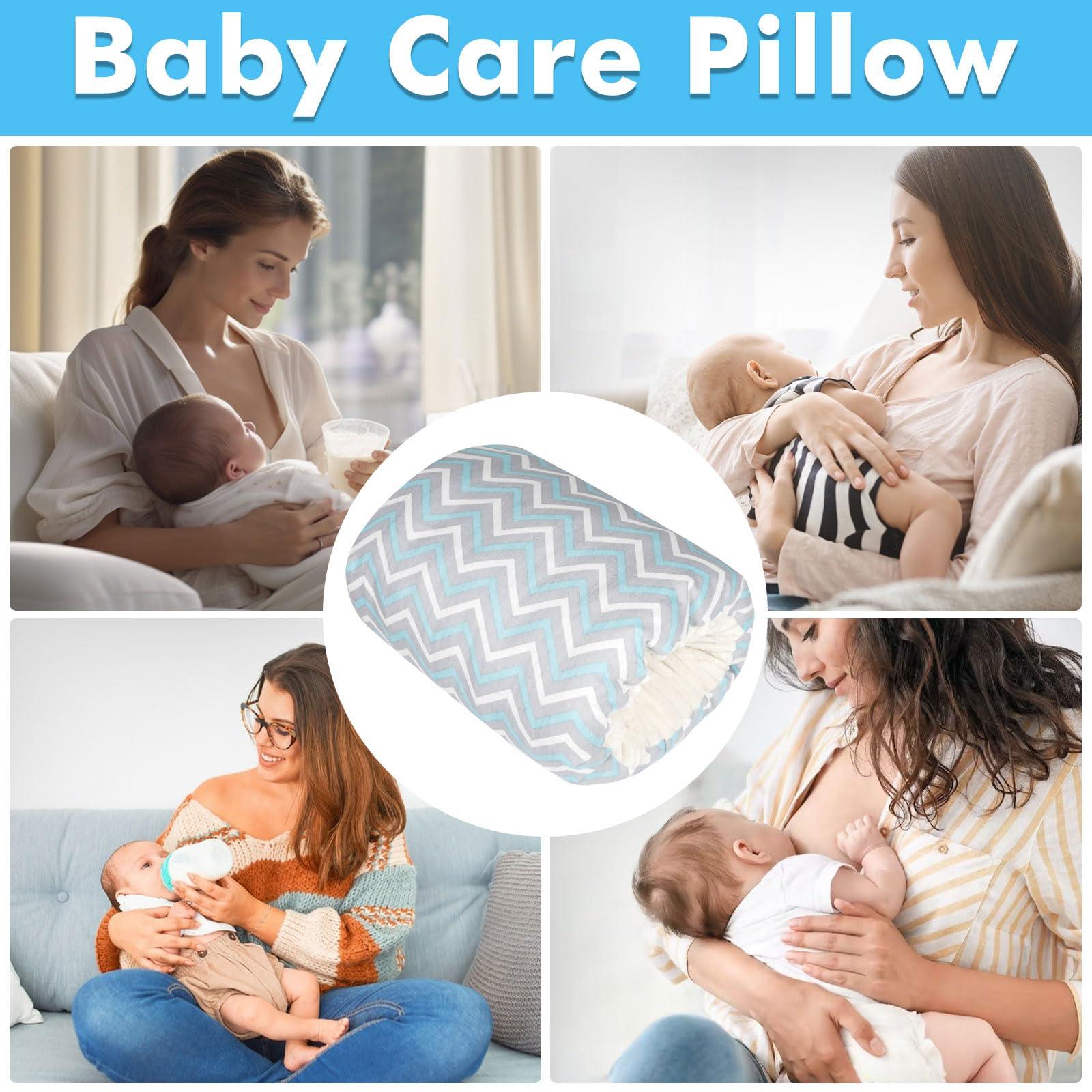 TEUOPIOE Baby Feeding Arm Pillow,Soft Cotton Bottle Nursing Arm Pillows for Newborn,Breastfeeding Pillows for More Support for Mom and Baby,Portable and Washable,Ergonomic Nursing Essentials(Blue Ripple)