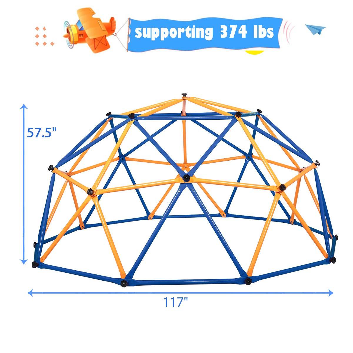 NicBex NicBex 10 FT Climbing Dome,Geometric Dome Climber with Rust & UV Resistant Steel for Kids,Outdoor Jungle Gym Supporting 900 LBS,Backyard Play Equipment, Easy Assembly, Gift for Kids, Blue+Yellow